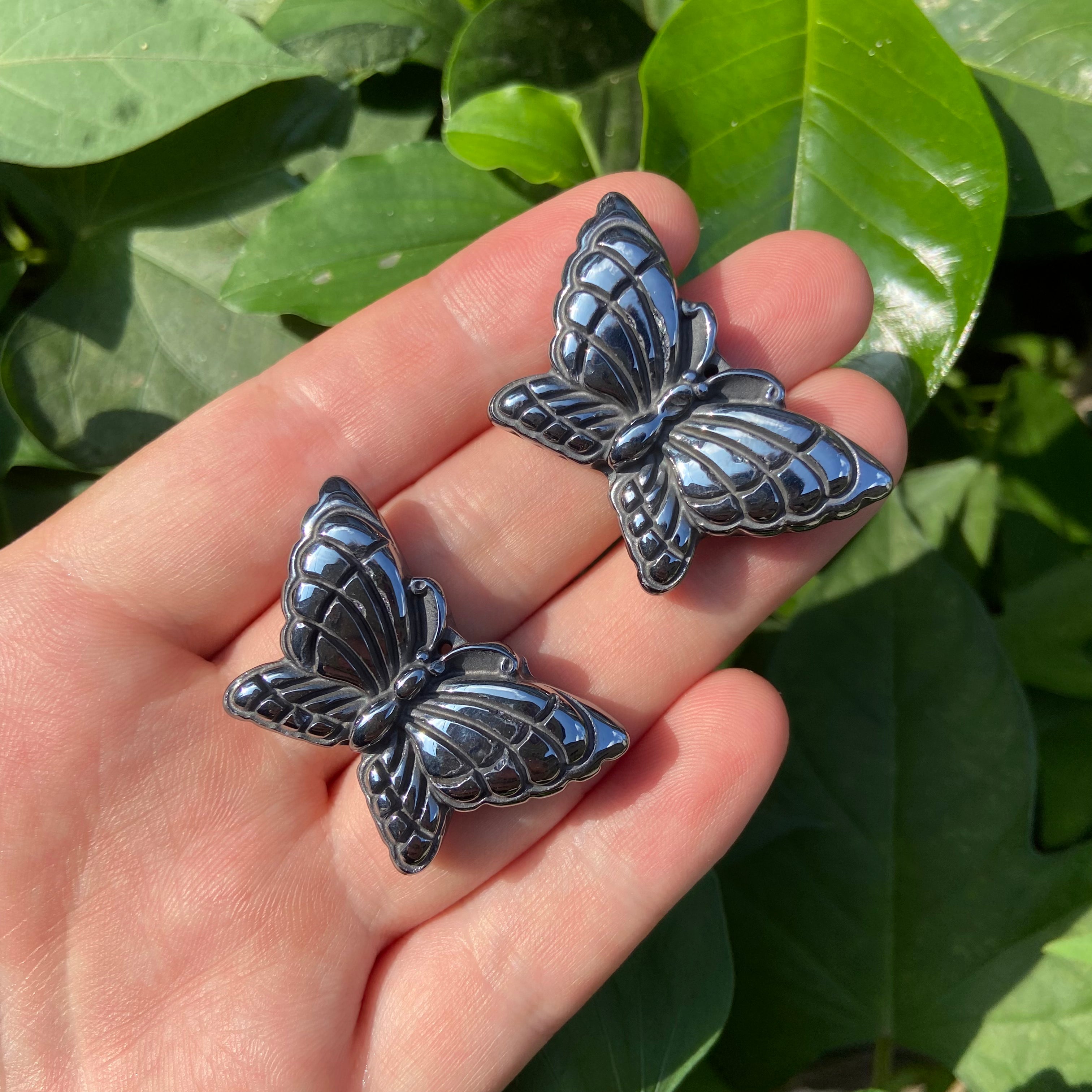 Terahertz Stone Butterfly Through Hole Spacer Bead DIY Bracelet Necklace Jewelry Making Accessories
