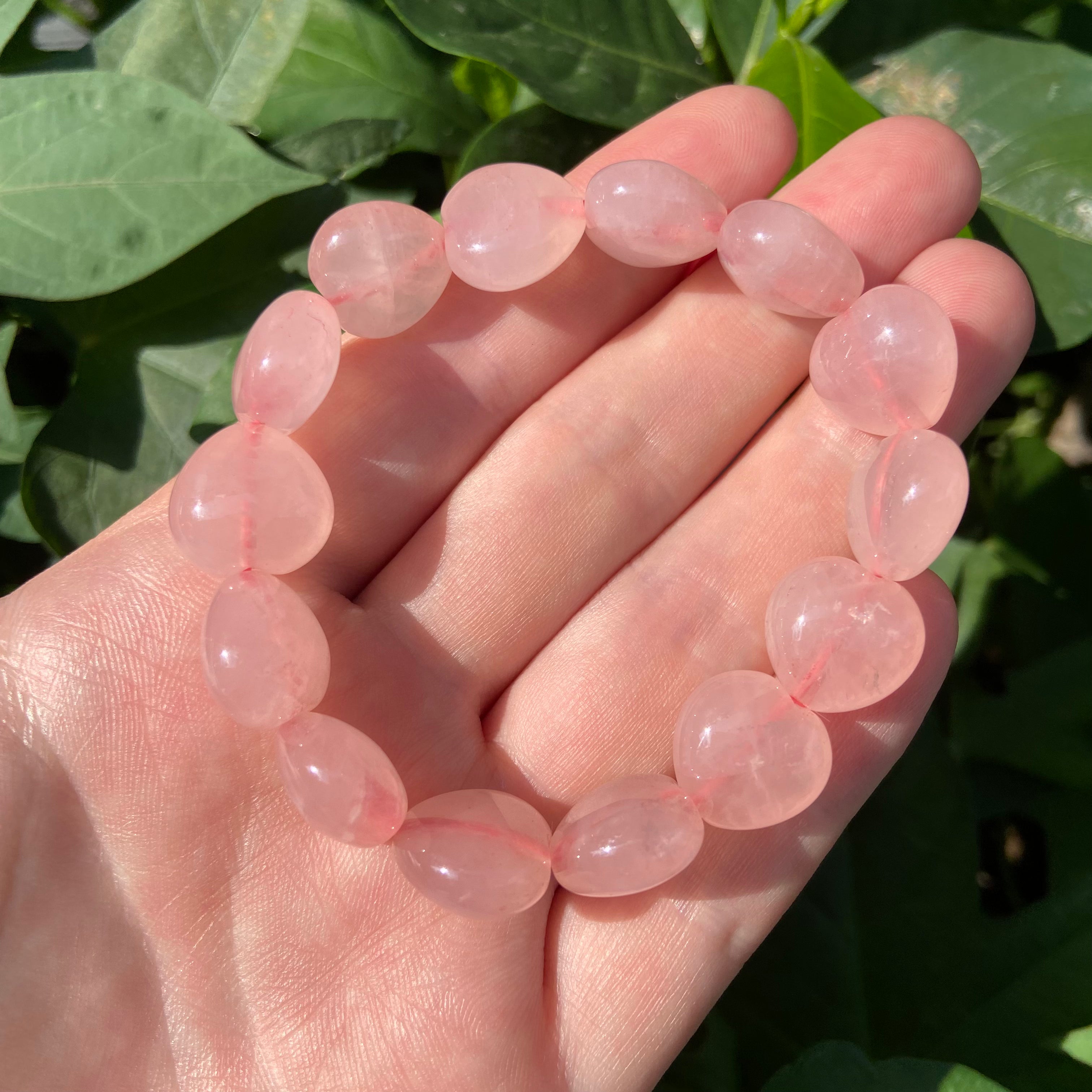 Natural Rose Quartz Heart Shape Bead Bracelet Love Healing Crystal Fashion Jewelry For Women