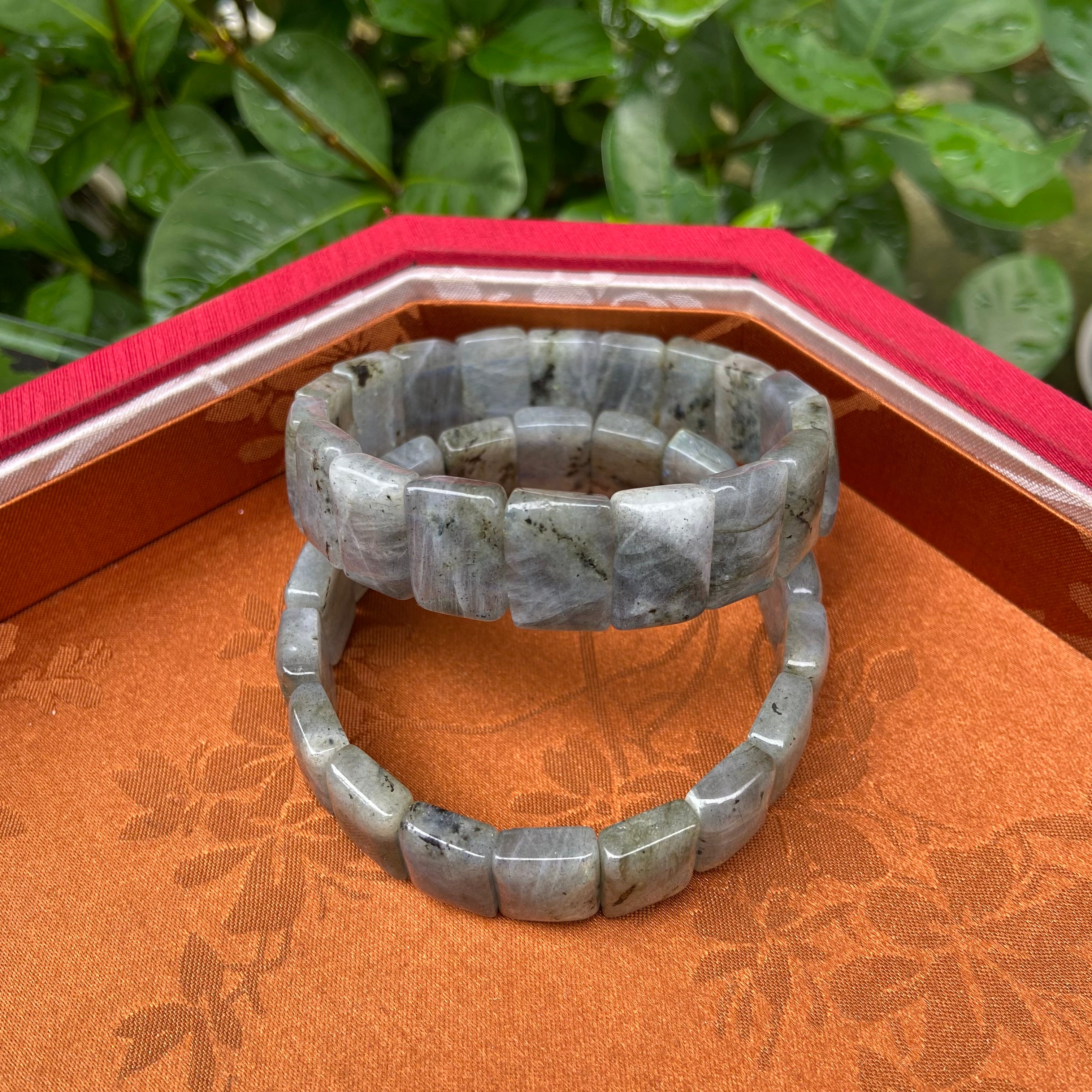 Natural Labradorite Bangle Bracelet - Handcrafted Gemstone Jewelry with Stunning Iridescent Flash