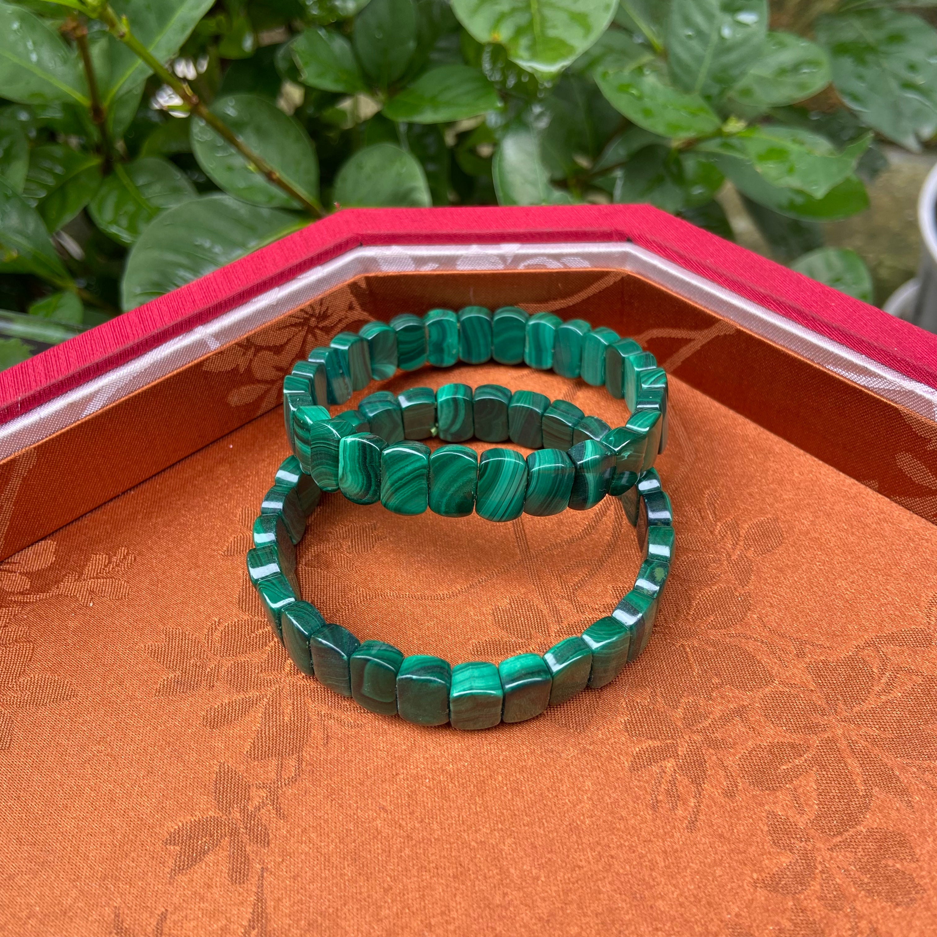 Natural Malachite Bangle Bracelet - Handcrafted Gemstone Jewelry with Swirling Green Patterns
