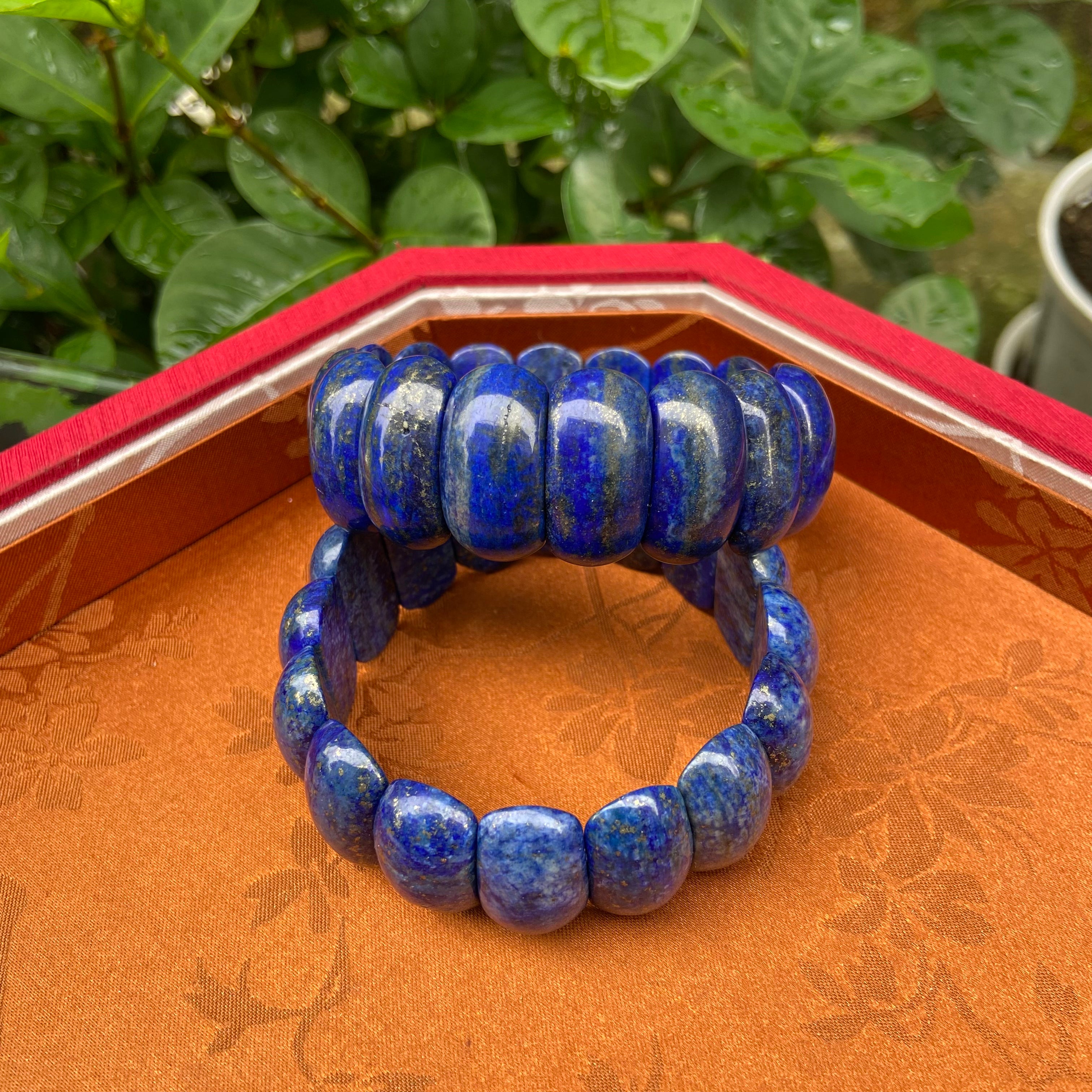 Natural Lapis Lazuli Bangle Bracelet - Handcrafted Gemstone Jewelry with Rich Blue Hues