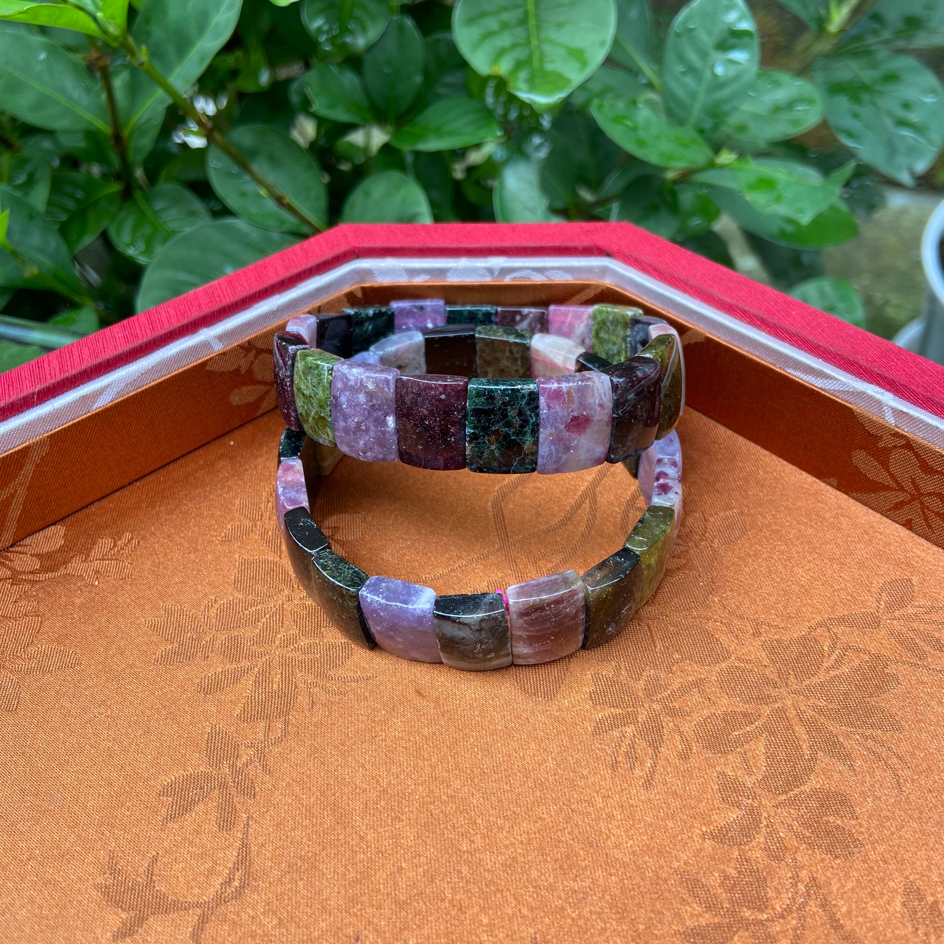 Natural Multi-Color Tourmaline Bangle Bracelet - Handcrafted Gemstone Jewelry with Vibrant Rainbow Hues