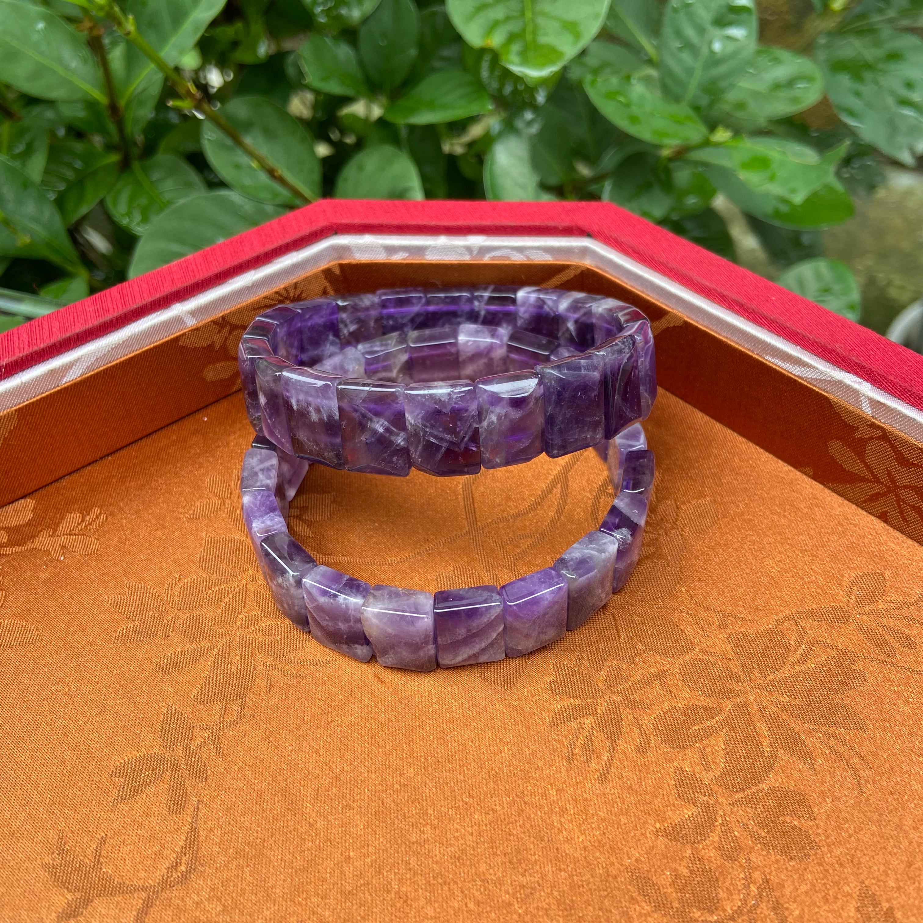 Natural Dream Amethyst Bangle Bracelet - Handcrafted Gemstone Jewelry with Soft Purple Hues