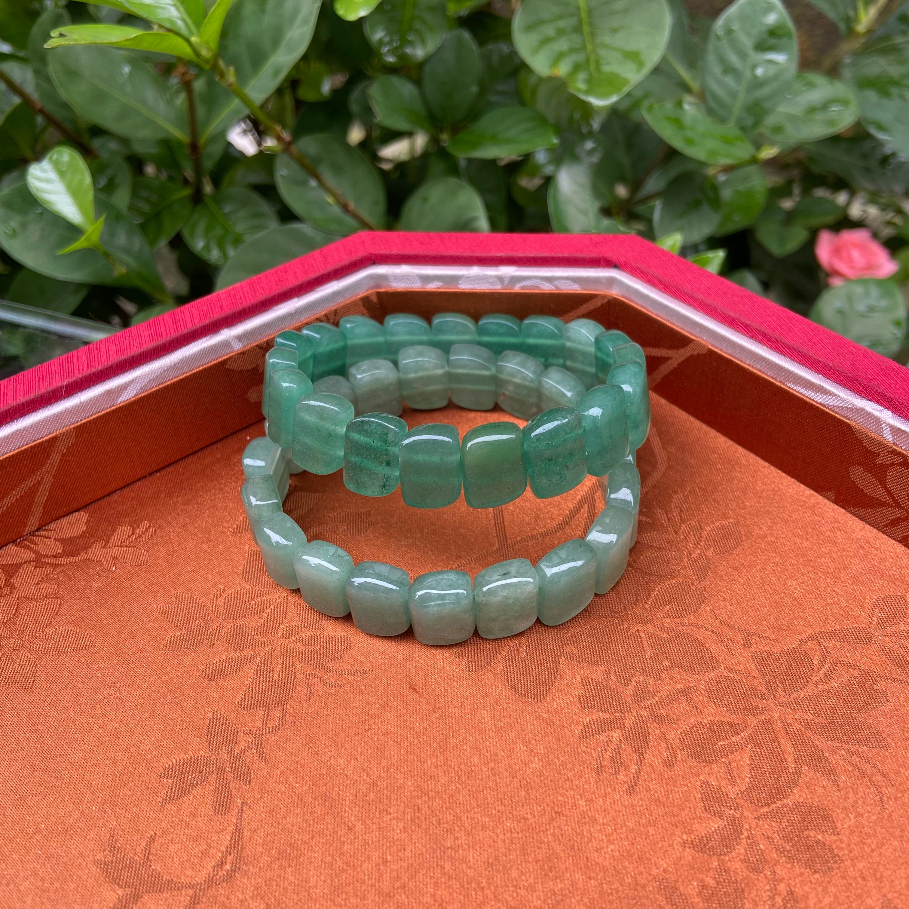 Natural Green Aventurine Bangle Bracelet - Handcrafted Gemstone Jewelry with Sparkling Green Flecks