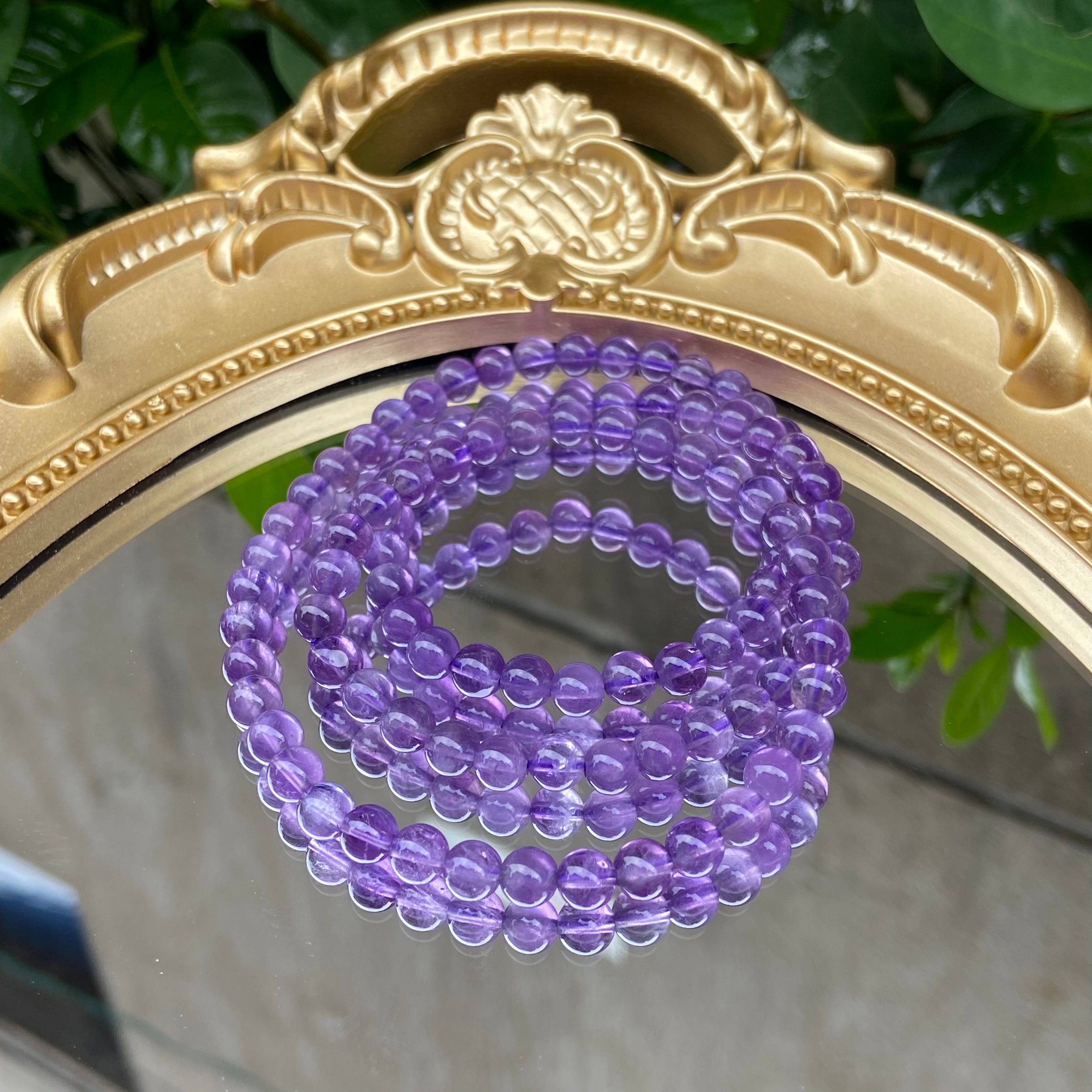 Natural Amethyst Triple-Wrap Bracelet/Necklace - 5.5-5.8mm Beads, Versatile Crystal Jewelry for Daily Wear