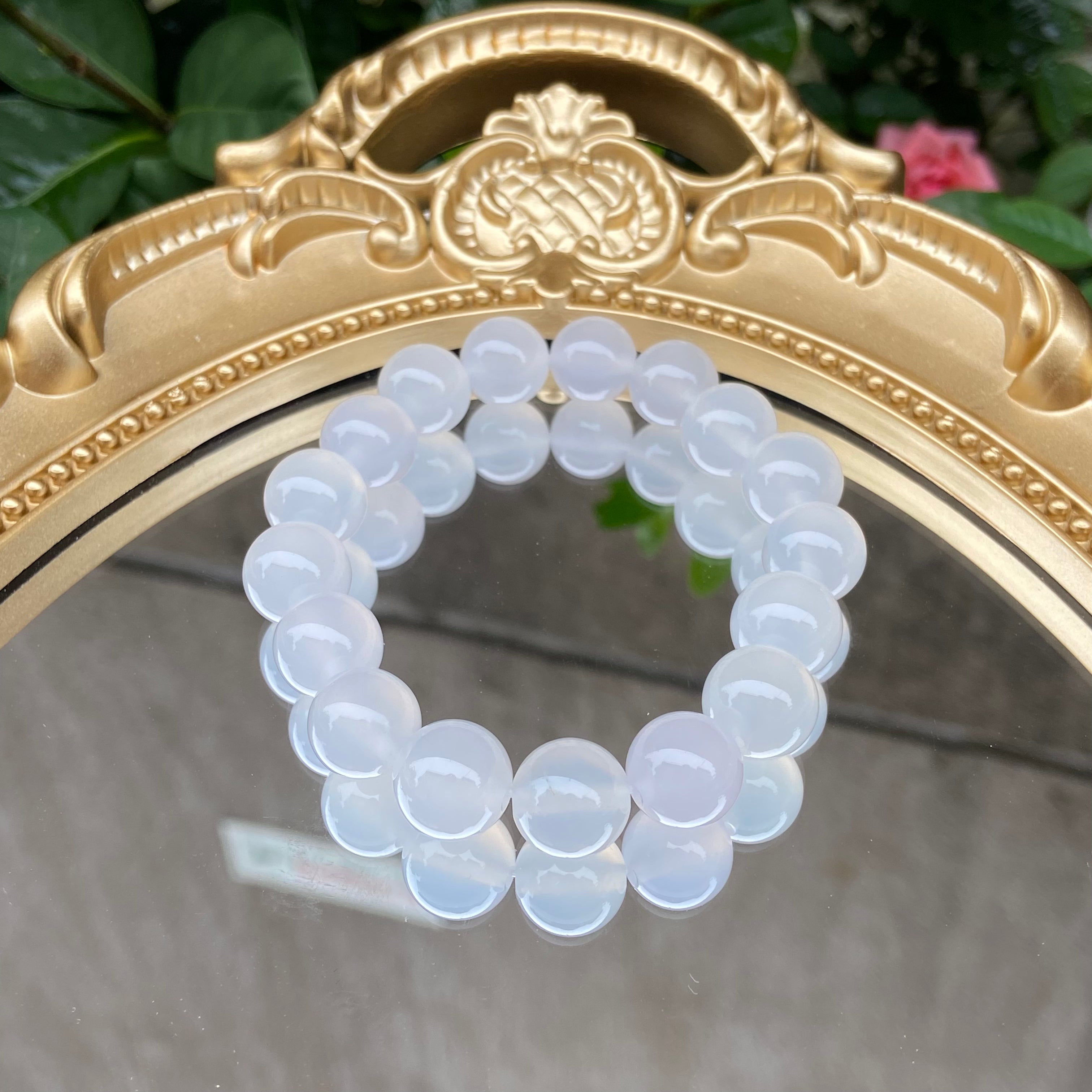 Original White Agate Beaded Bracelet (Mixed Sizes) - Handcrafted Boho Jewelry for Women & Men