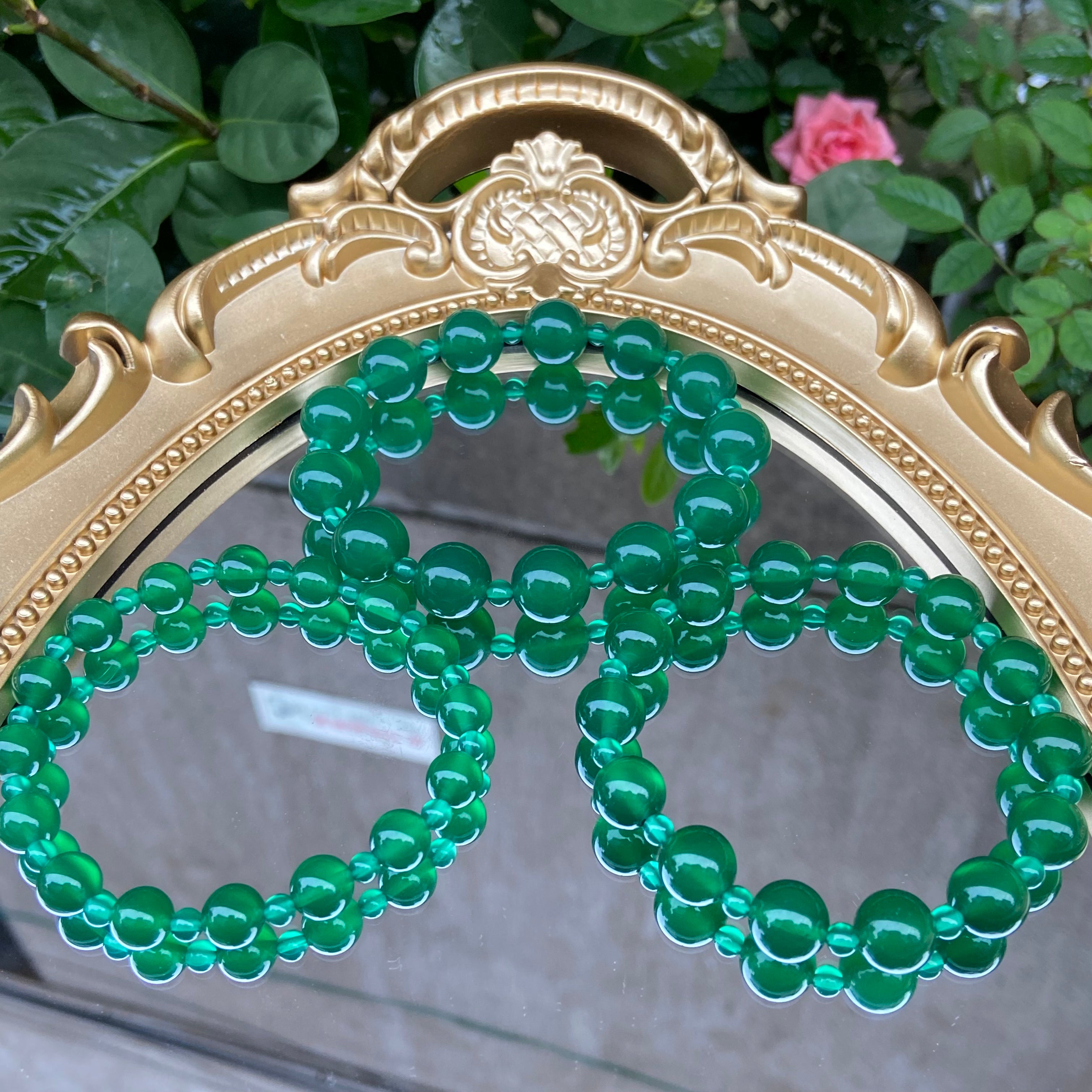 Handmade Green Agate Bracelet with Mixed-Size Beads - Original Artisan Design for Fresh Daily Style