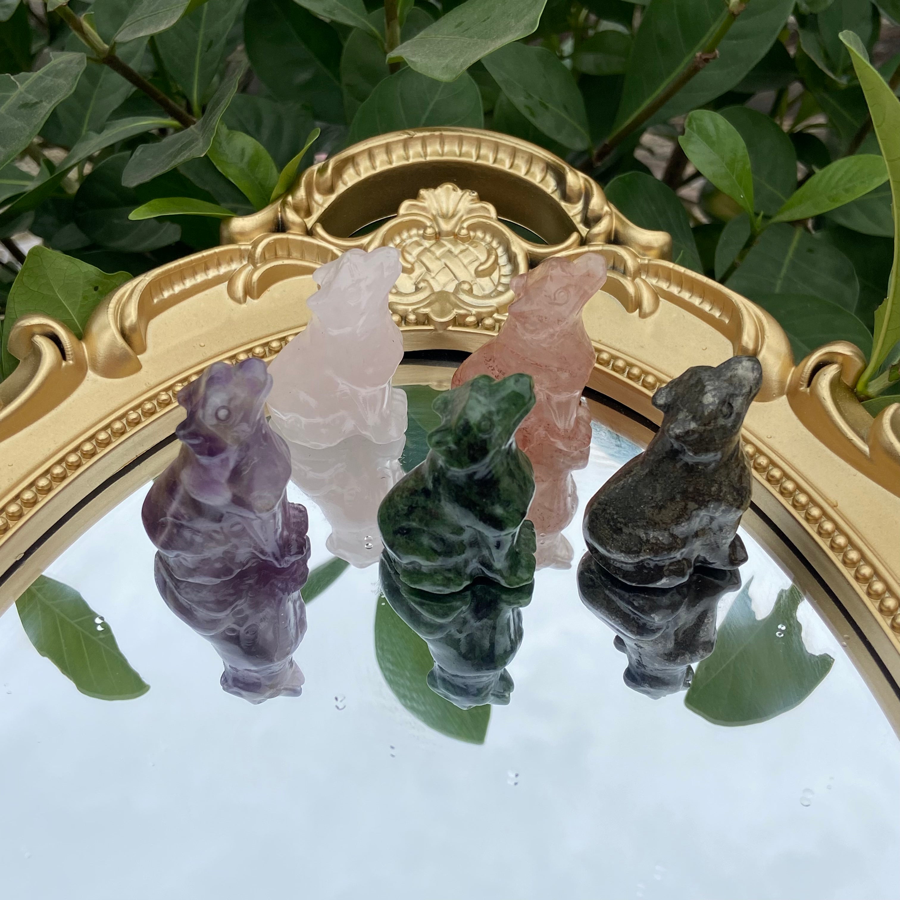 Natural Crystal Wolf Figurine - 3cm Mini Carved Wolf Statue, Handcrafted Crystal Animal Decoration