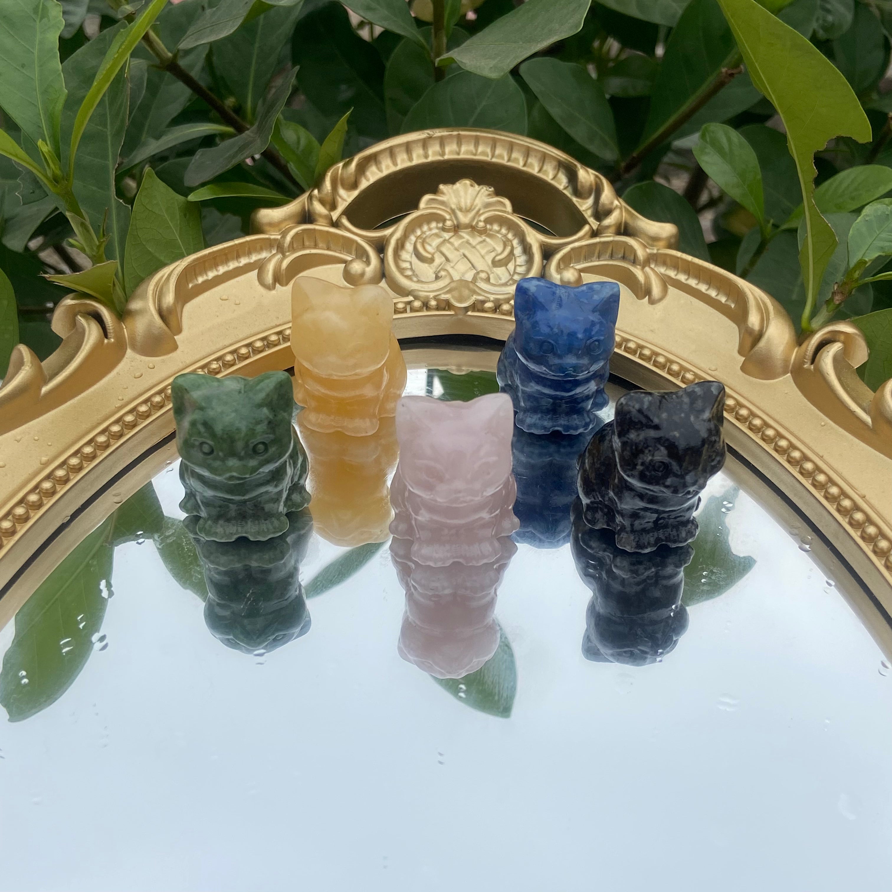 3cm Tiny Cat Sculpture, Genuine Crystal Carving, Cute Kitty Figurine for Home Desk Decor