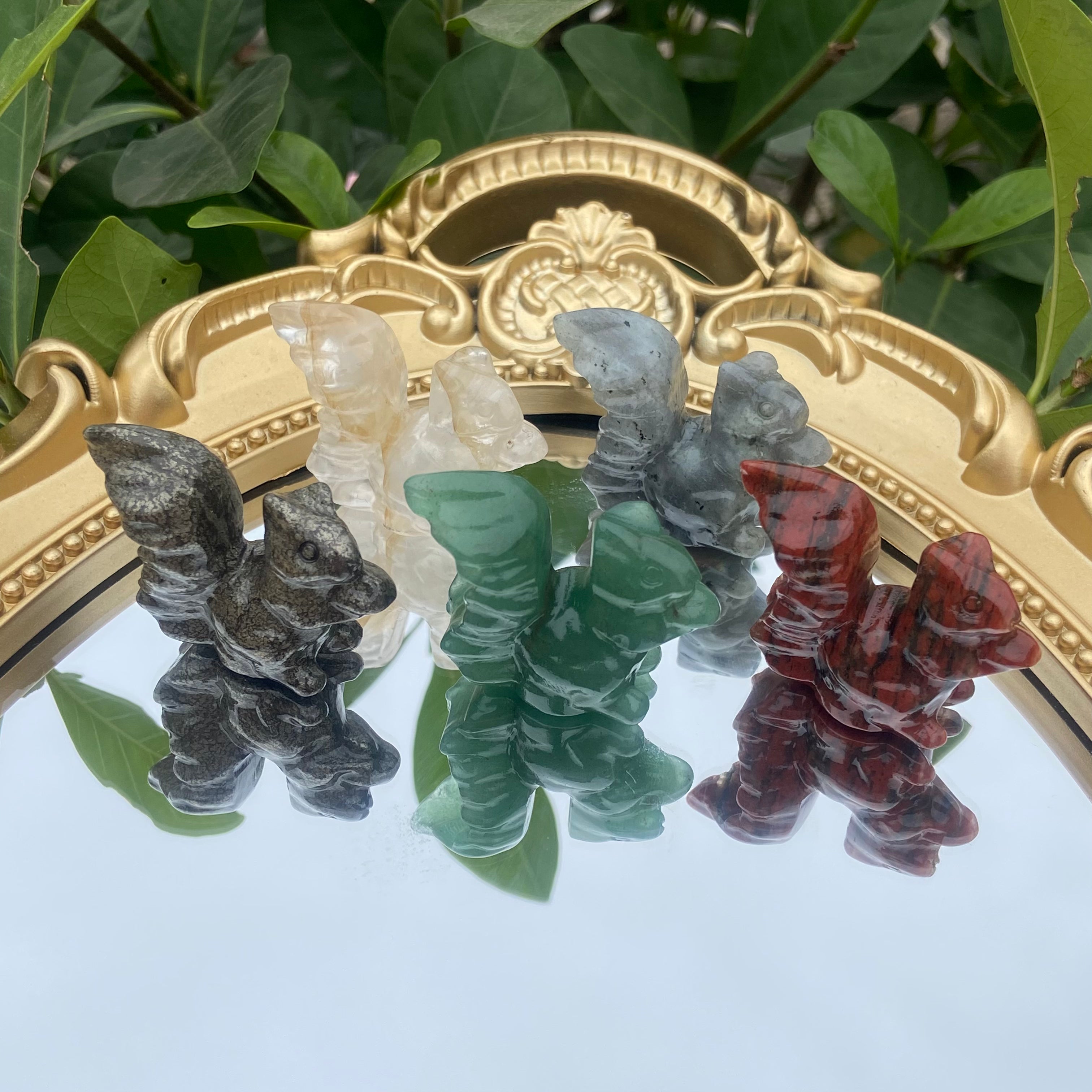 Natural Crystal Squirrel Figurine - 3cm Mini Carved Squirrel Statue, Handcrafted Crystal Animal Decoration