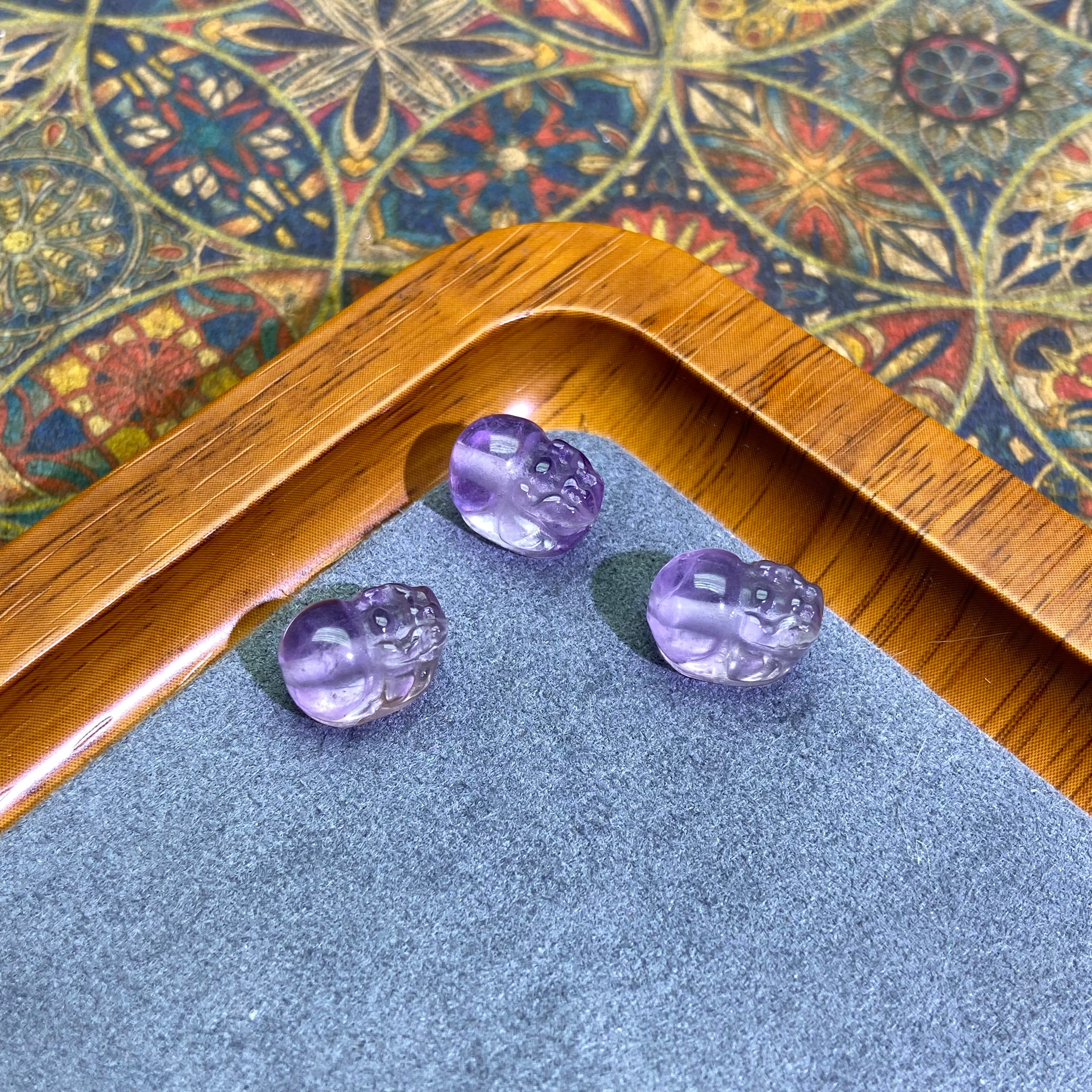 Light Purple Amethyst Pixiu Charm - Through-Hole Crystal Accessory for Jewelry Making