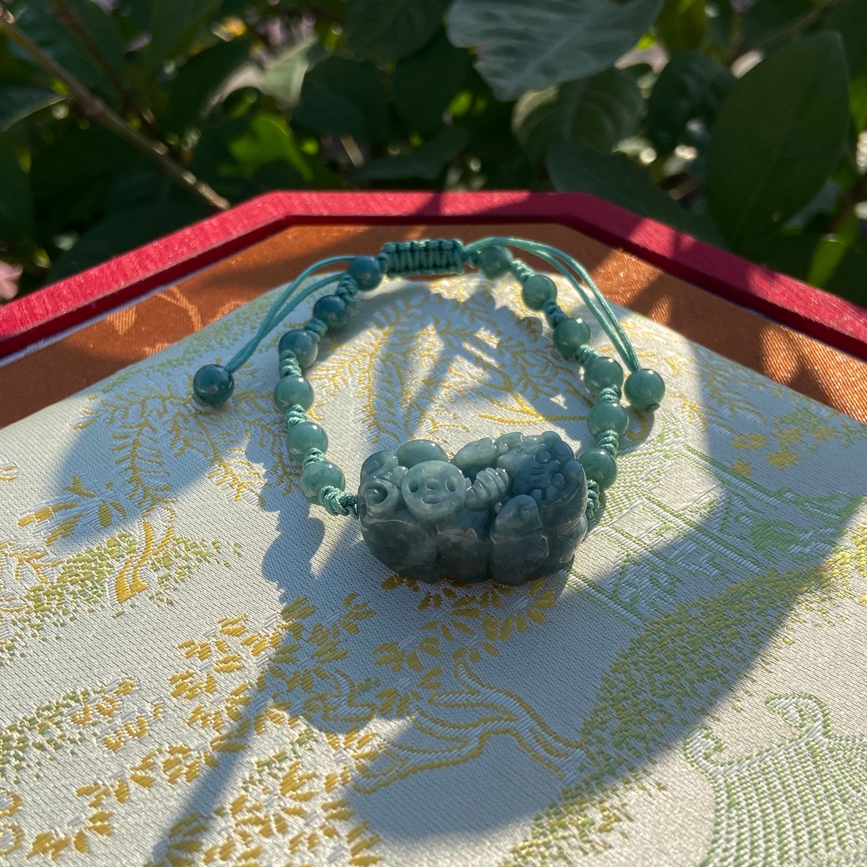 Natural Jade Pixiu Braided Bracelet - Luck & Prosperity Amulet for Wealth Attraction