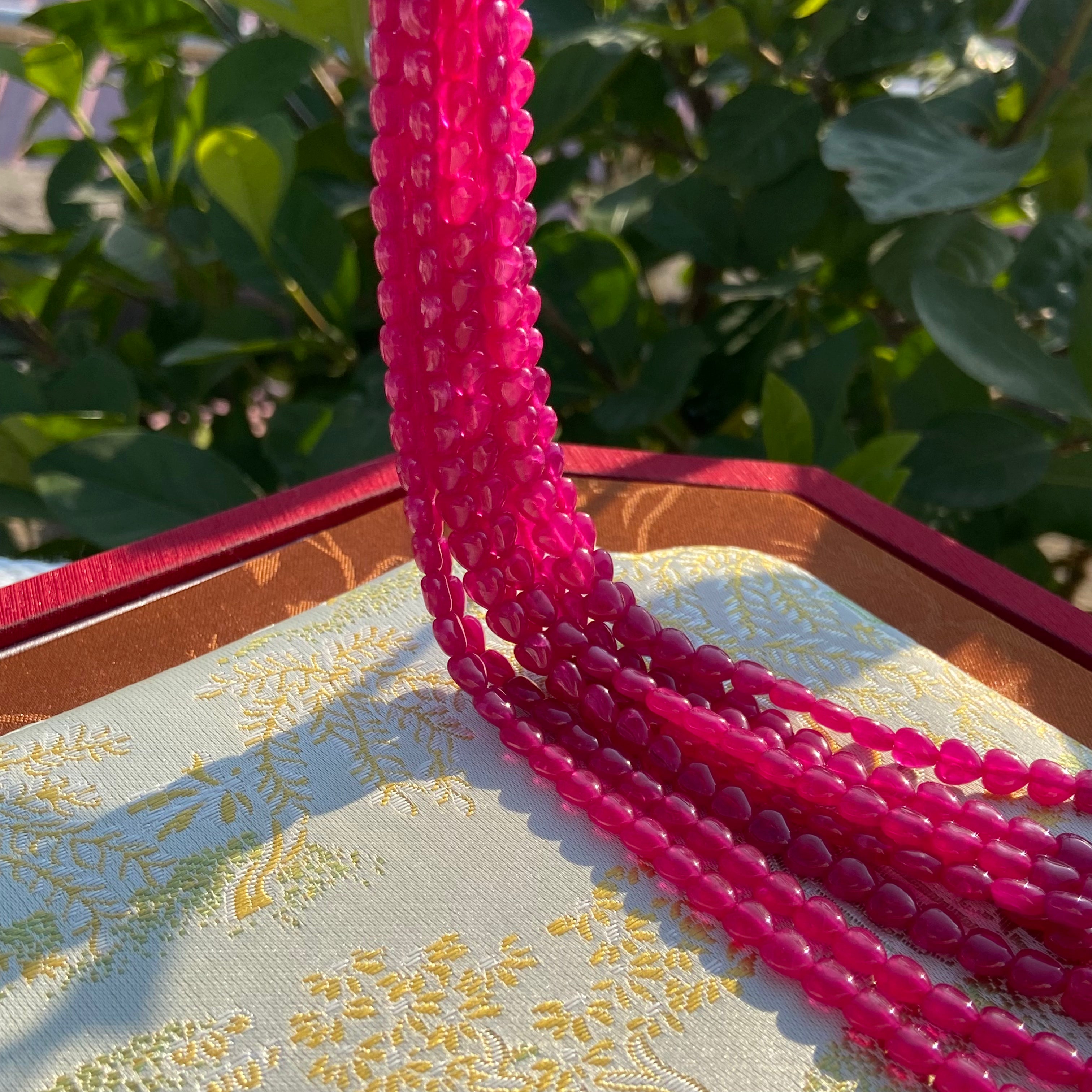 Natural Ruby Heart Semi-Finished Long Strand - Star-Shaped Loose Gemstone Beads for Jewelry Making