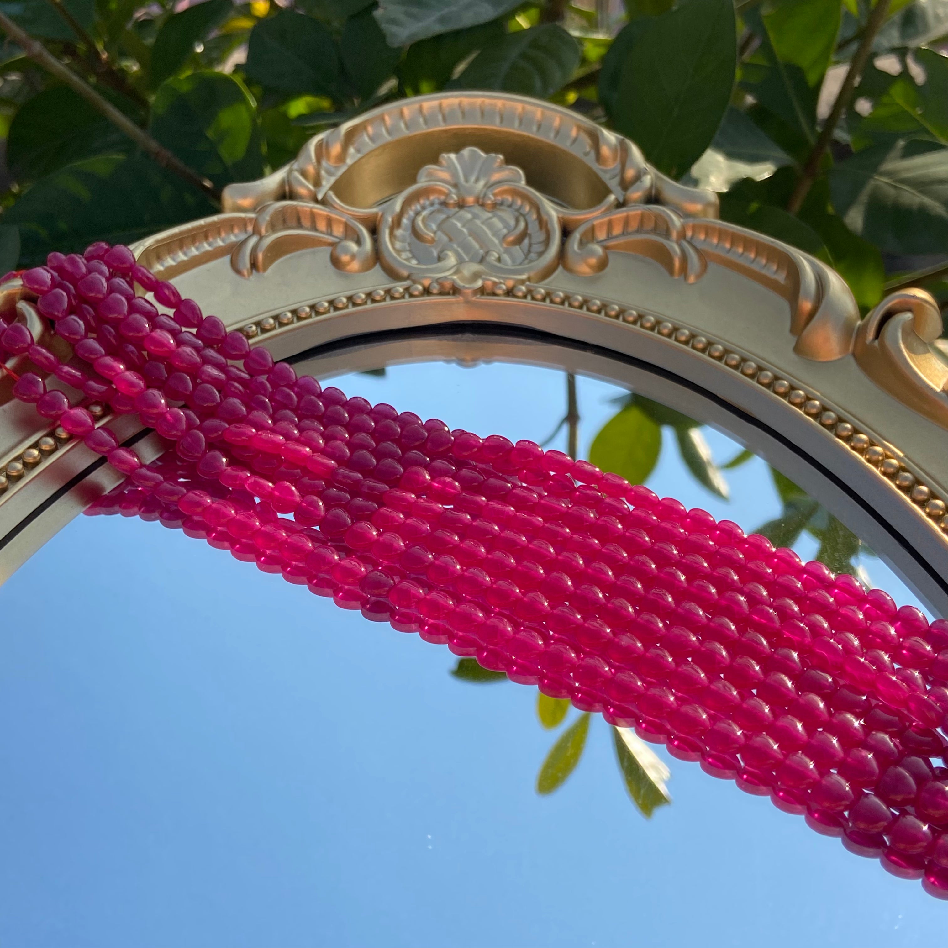 Natural Ruby Heart Semi-Finished Long Strand - Star-Shaped Loose Gemstone Beads for Jewelry Making