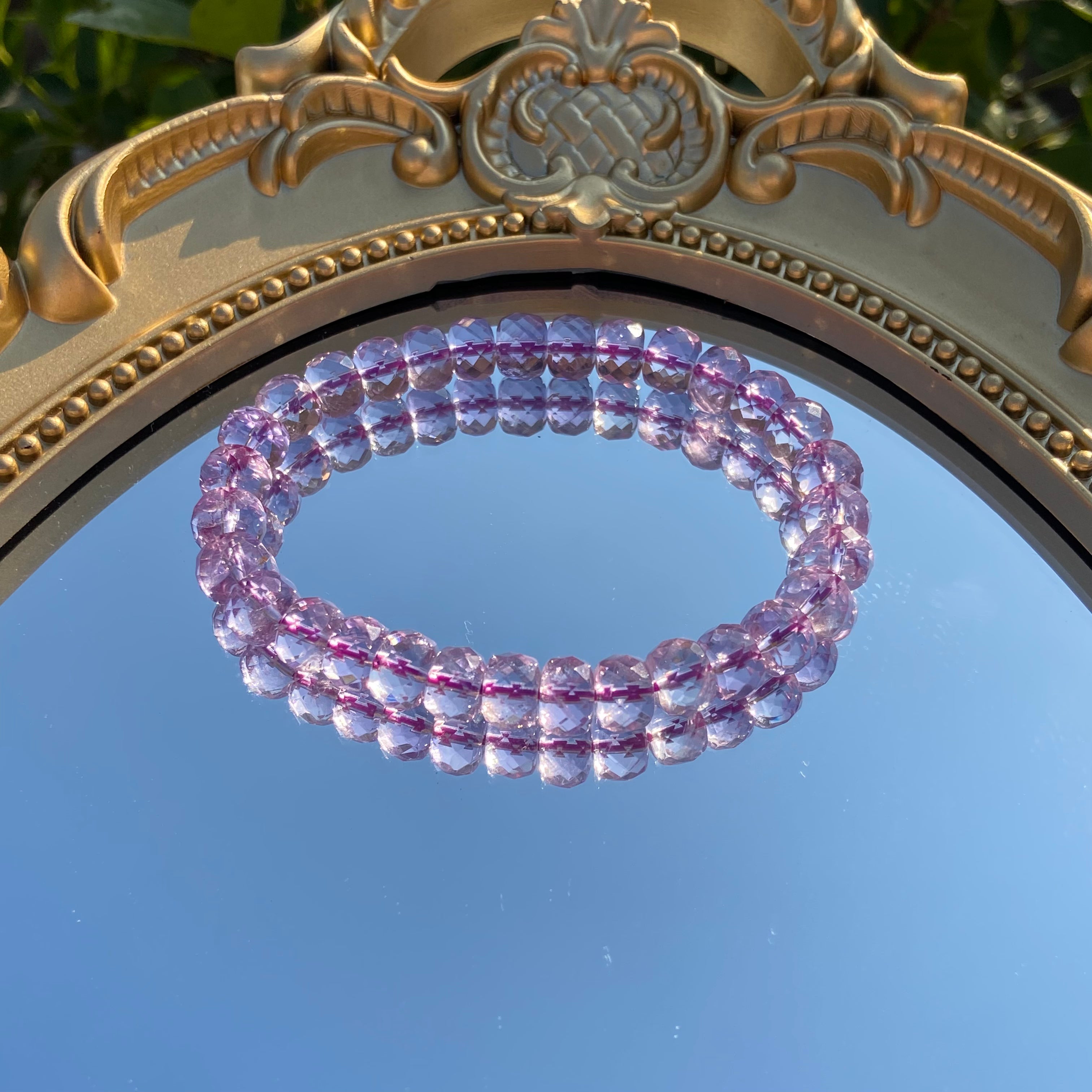 Diamond-Faceted Abacus Bead Bracelet - Natural Amethyst | Elegant Daily Accessory