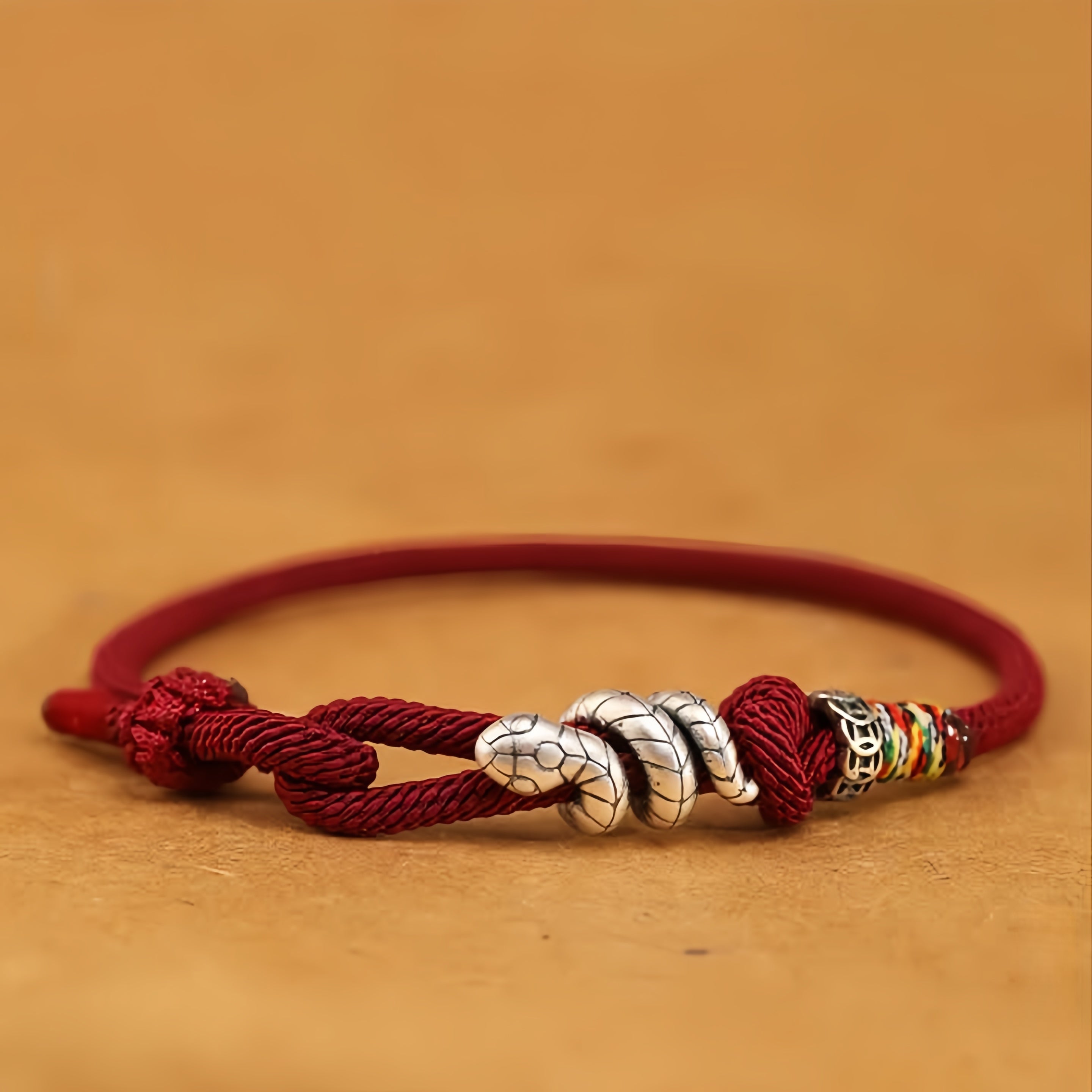Red String 925 Sterling Silver Year of the Snake Coin Ring Snake Luck Bracelet