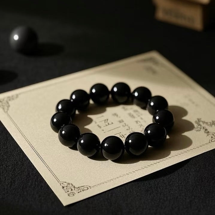 Obsidian Protection Bracelet & Chinese Feng Shui Black Beaded Jewelry