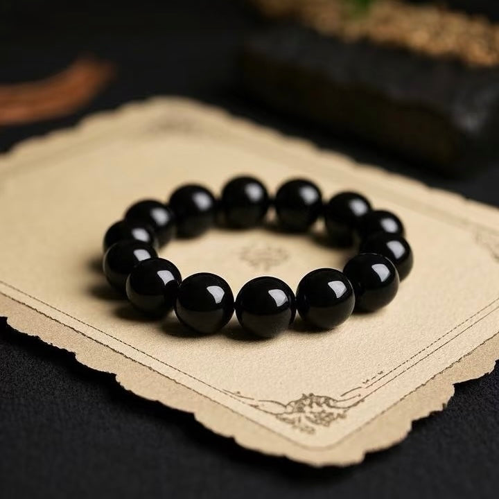 Obsidian Protection Bracelet & Chinese Feng Shui Black Beaded Jewelry