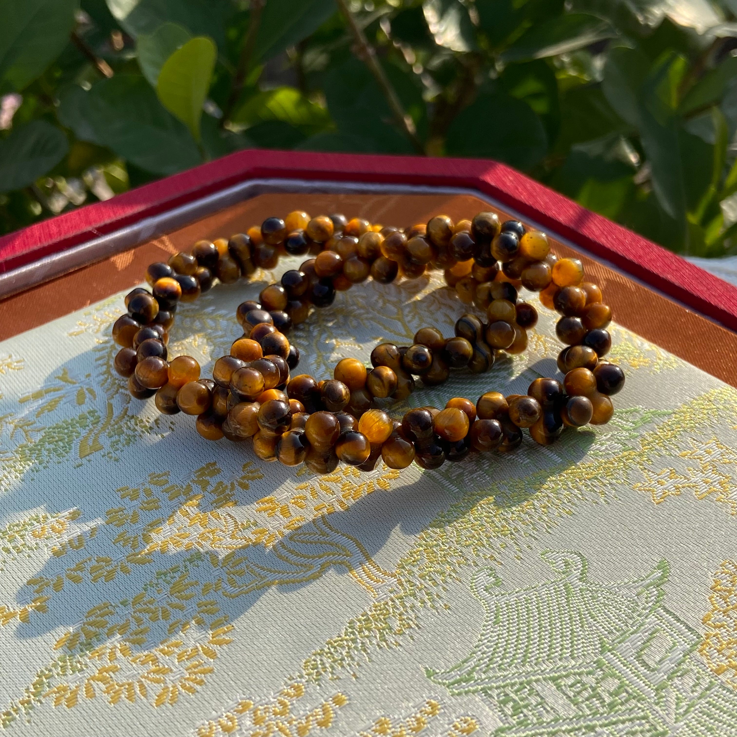Natural Yellow Tiger Eye Small Bone Bead Bracelet - Handcrafted Healing Gemstone Jewelry