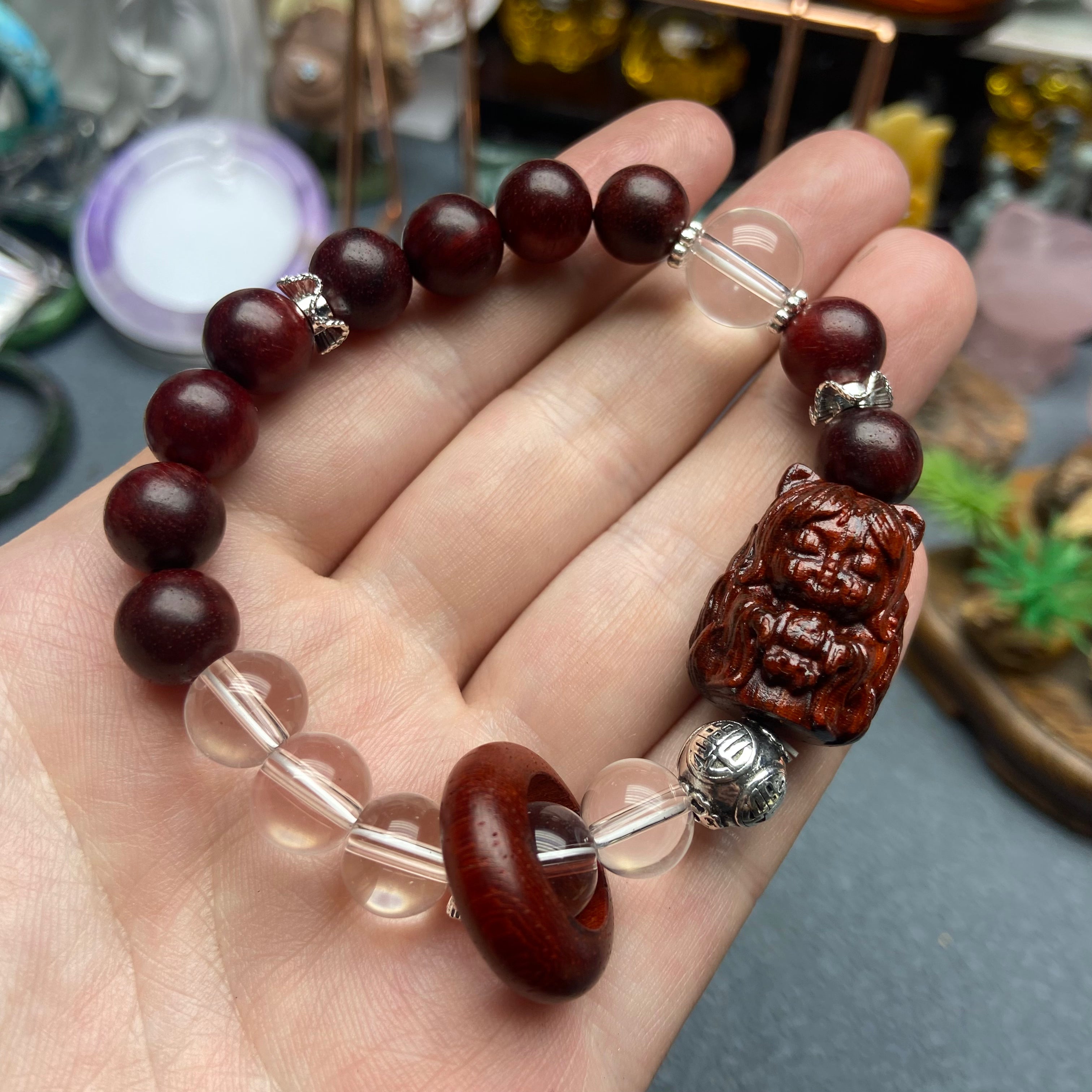 Wood 9 tailed fox god bracelet