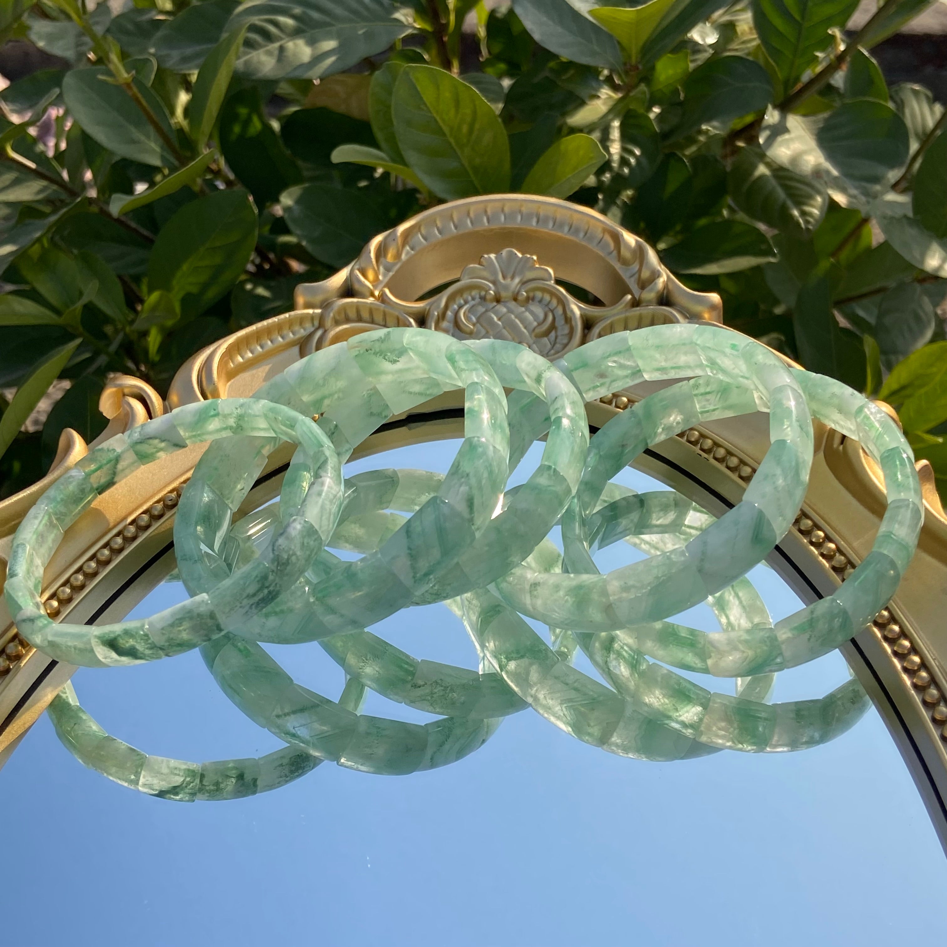 Handcrafted Green Phantom Quartz Bangle - Authentic Gemstone Bracelet for Abundance & Emotional Balance