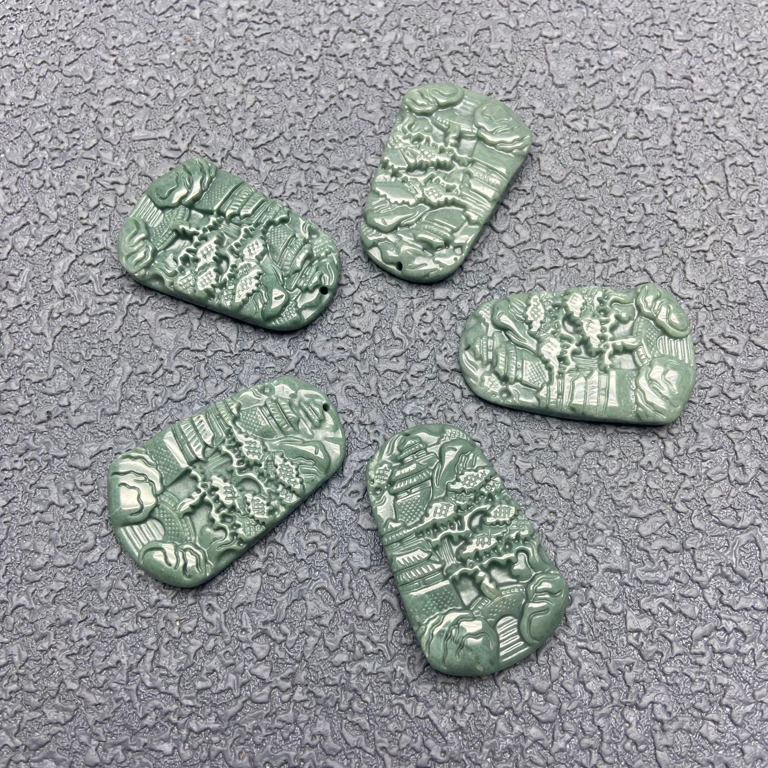 Burma Jade mountain and river pendant