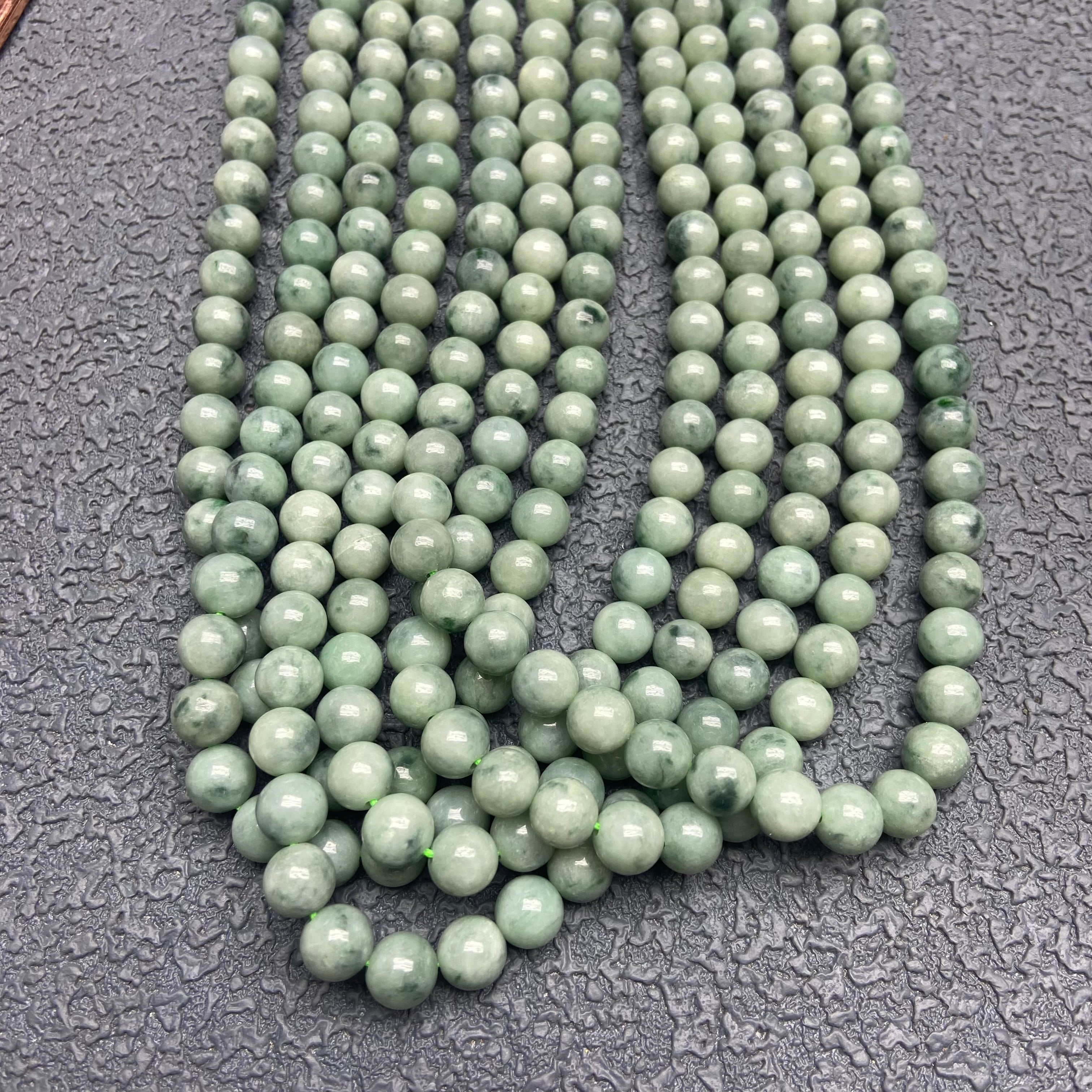 Natural Burmese Jadeite Round Bead Necklace - Genuine Jade Jewelry for Women