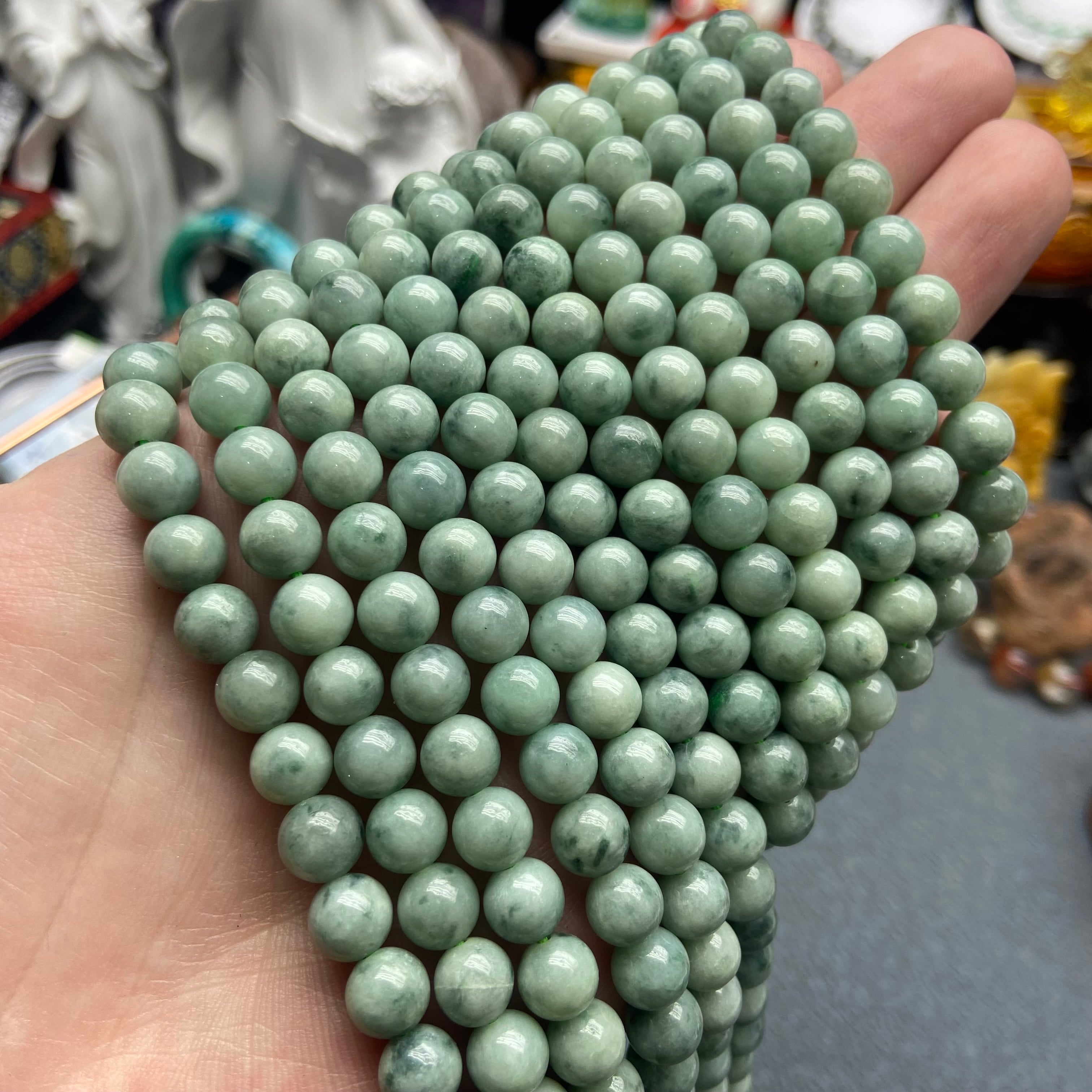 Natural Burmese Jadeite Round Bead Necklace - Genuine Jade Jewelry for Women
