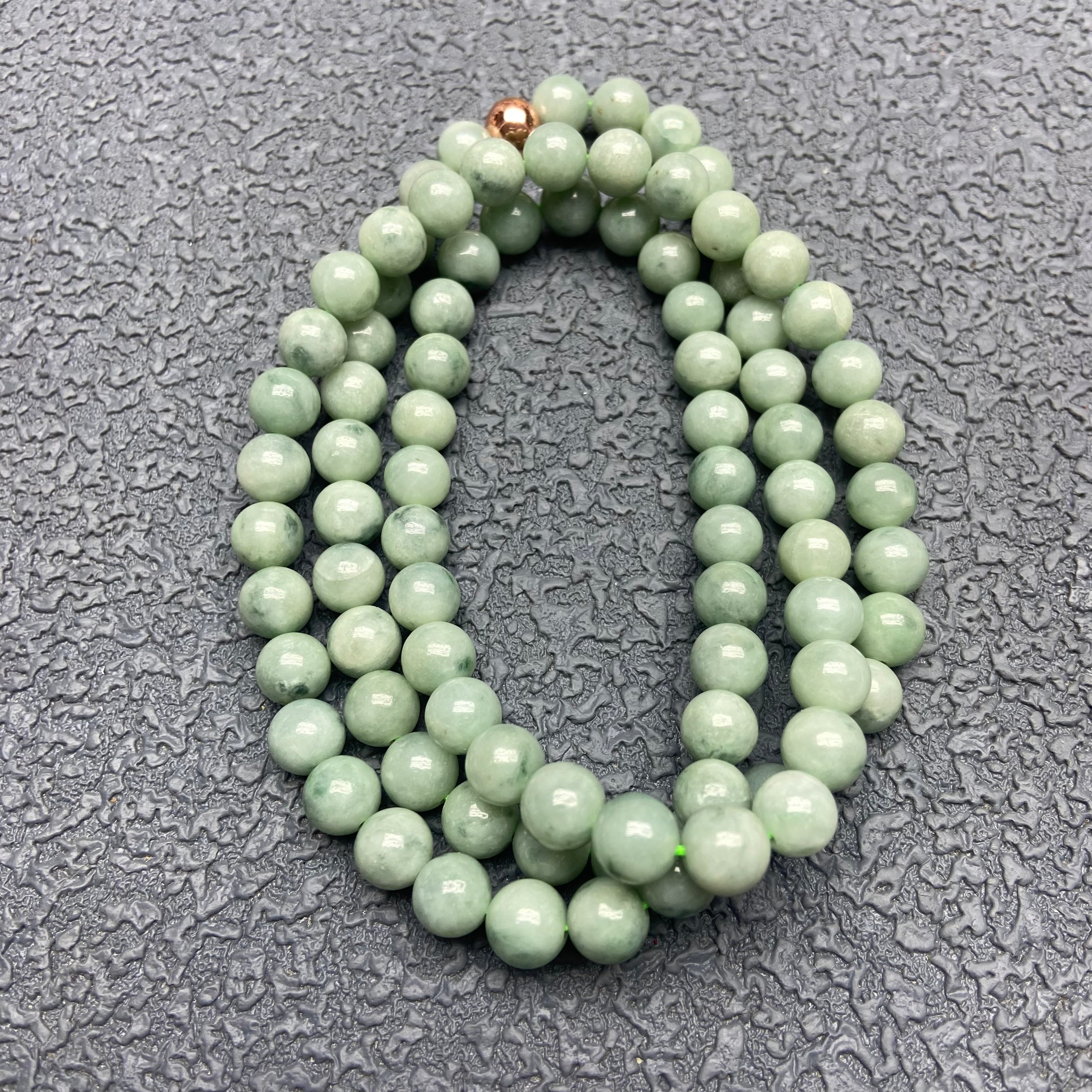 Natural Burmese Jadeite Round Bead Necklace - Genuine Jade Jewelry for Women
