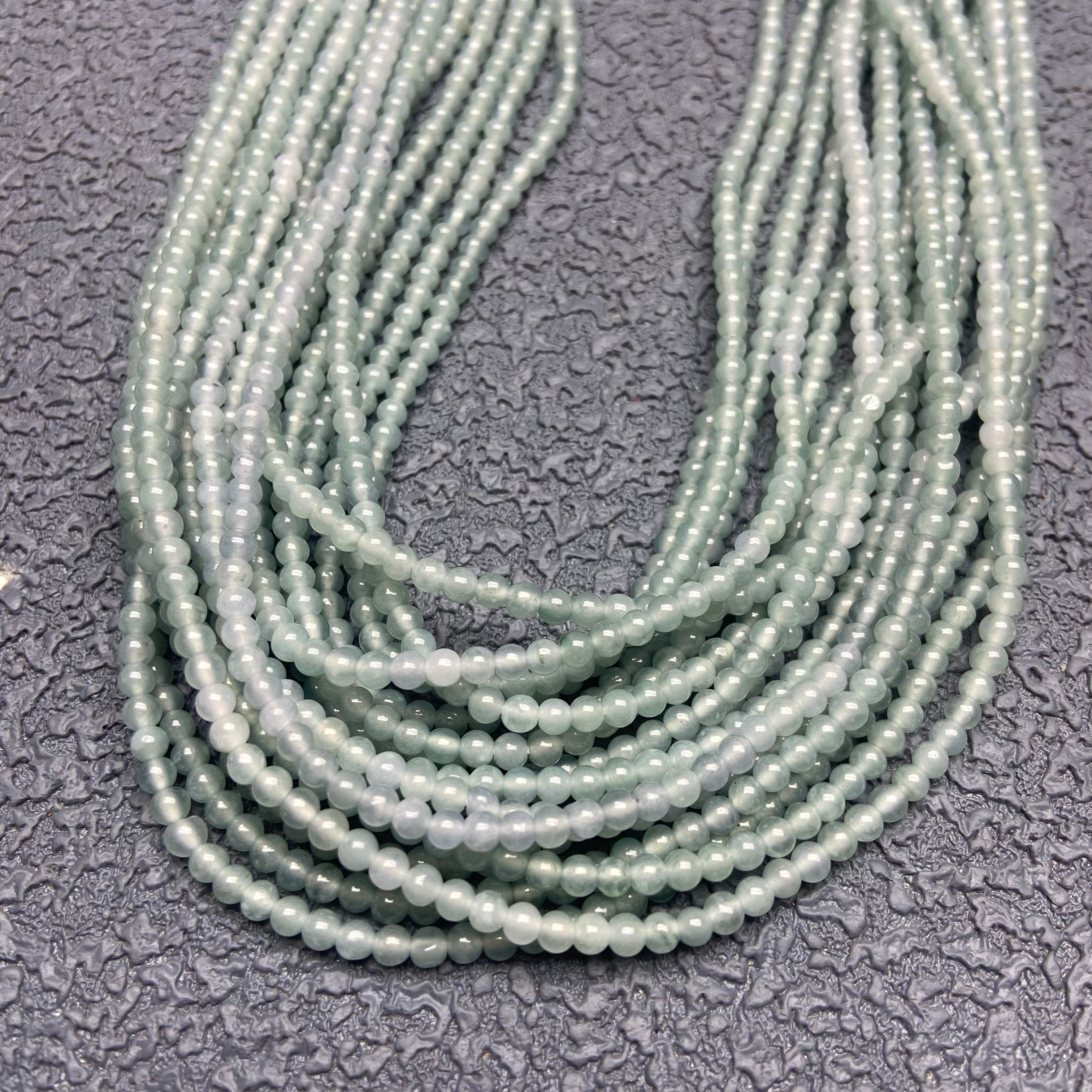 Burmese Jadeite Round Bead Strand Necklace - Authentic Gemstone Jewelry for Collection