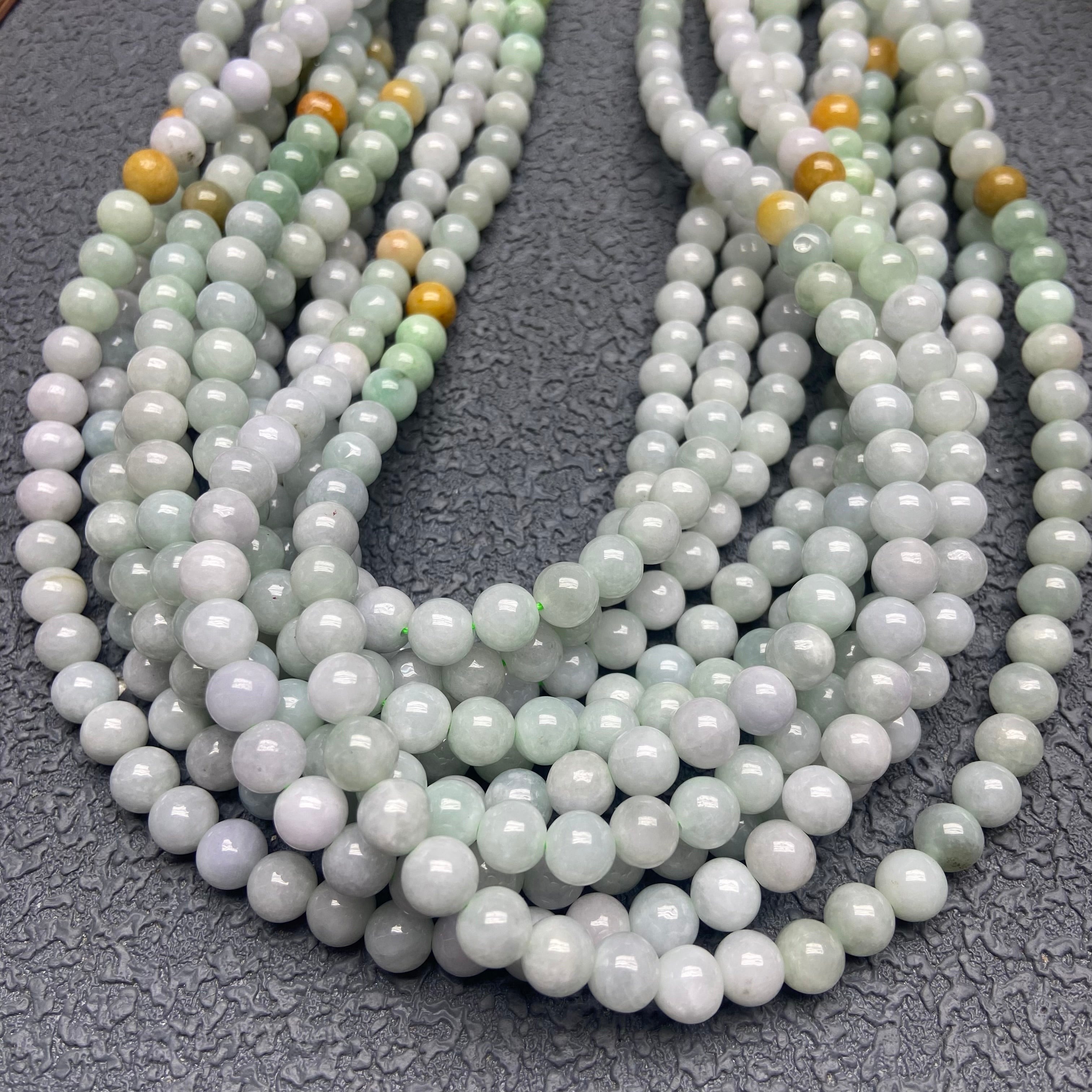 Burmese Jadeite Round Bead Necklace - Natural Gemstone Jewelry for Elegance