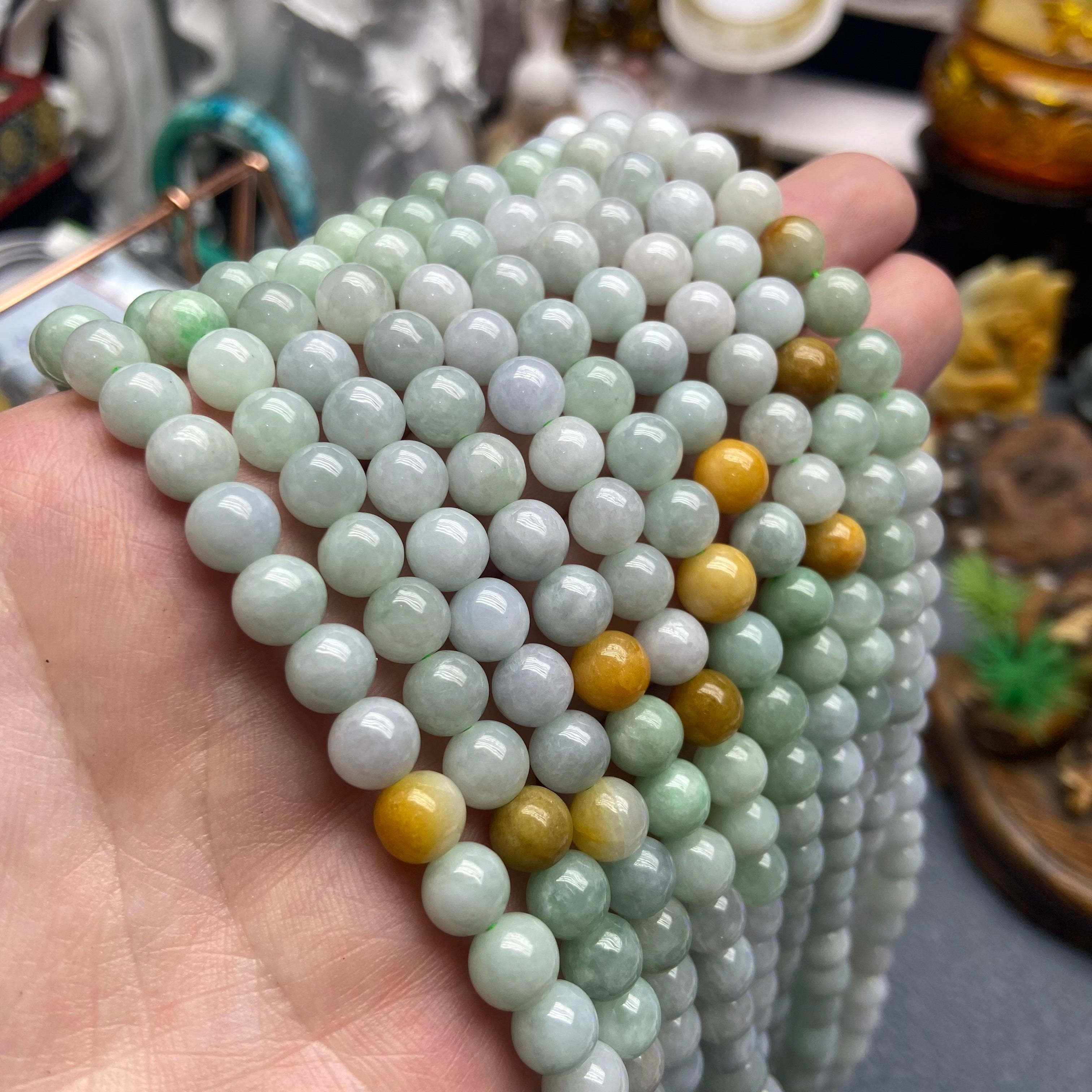 Burmese Jadeite Round Bead Necklace - Natural Gemstone Jewelry for Elegance