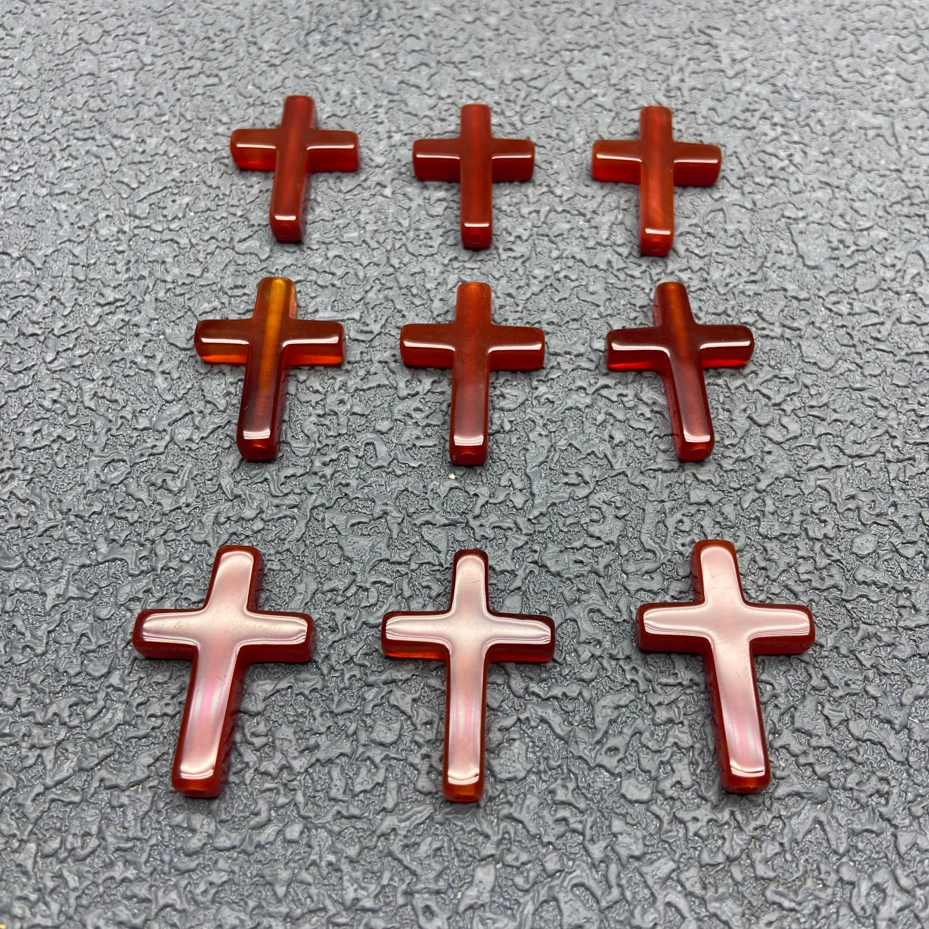 Black Onyx Cross Bracelet Charm | Red &amp; Black Onyx Inlaid Cross – A Portable Emblem of Faith and Strength