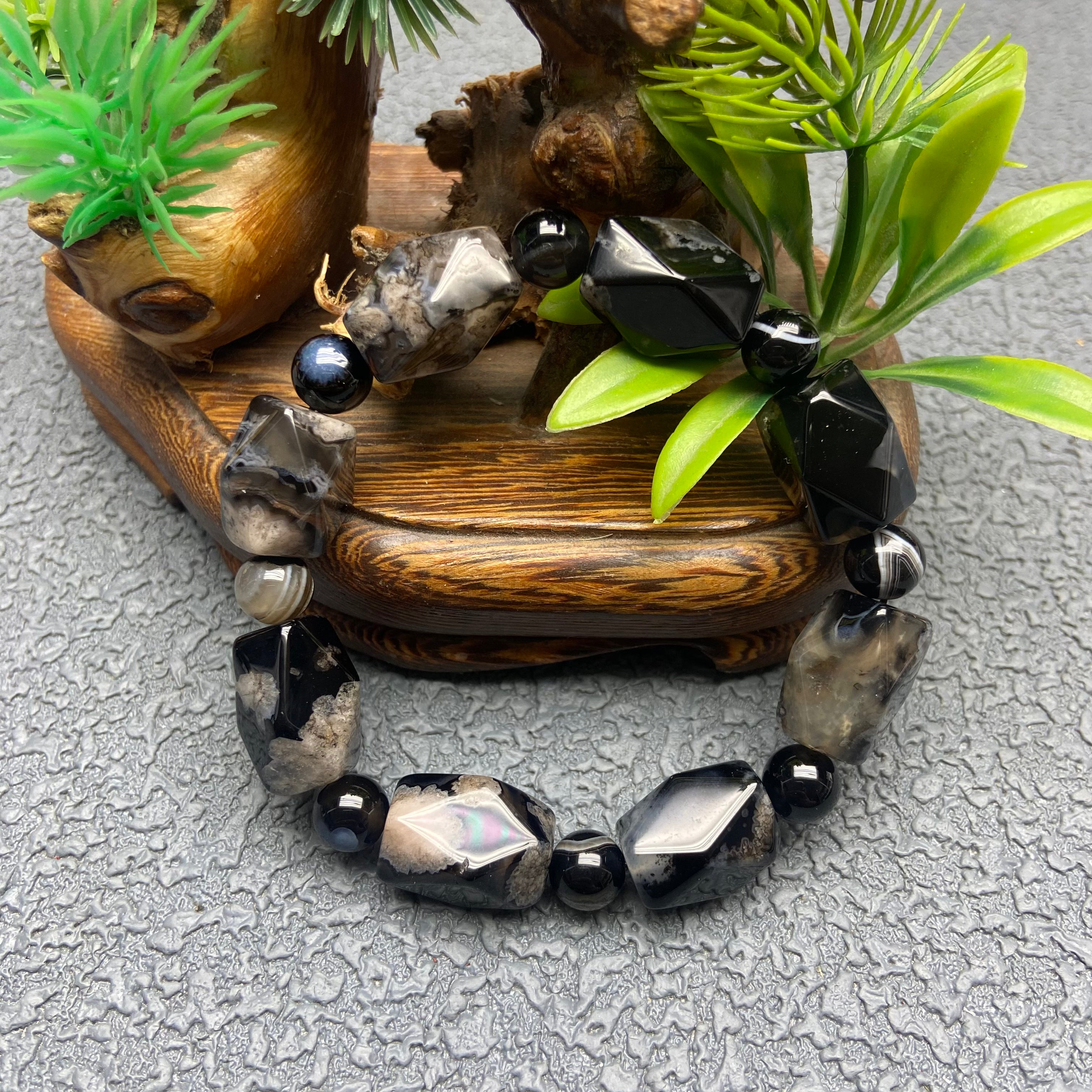 Black Cherry Blossom Agate Freeform · Converging Charm