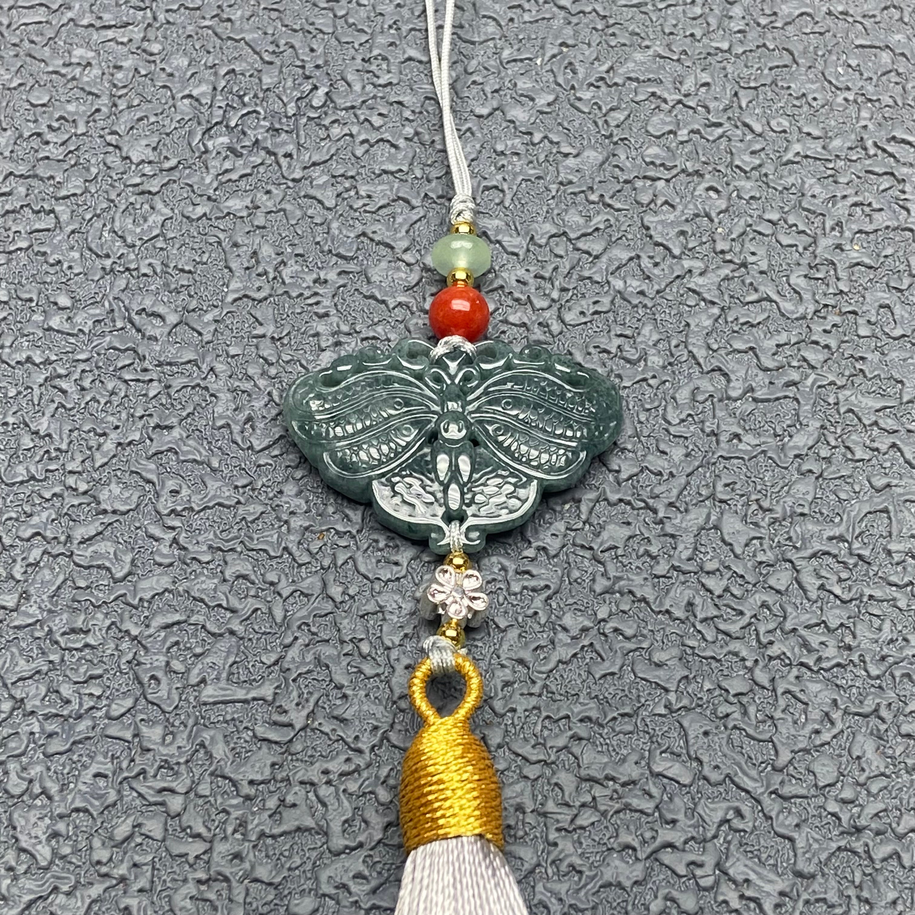 Burma Jade Butterfly with Tassel · Fluttering
