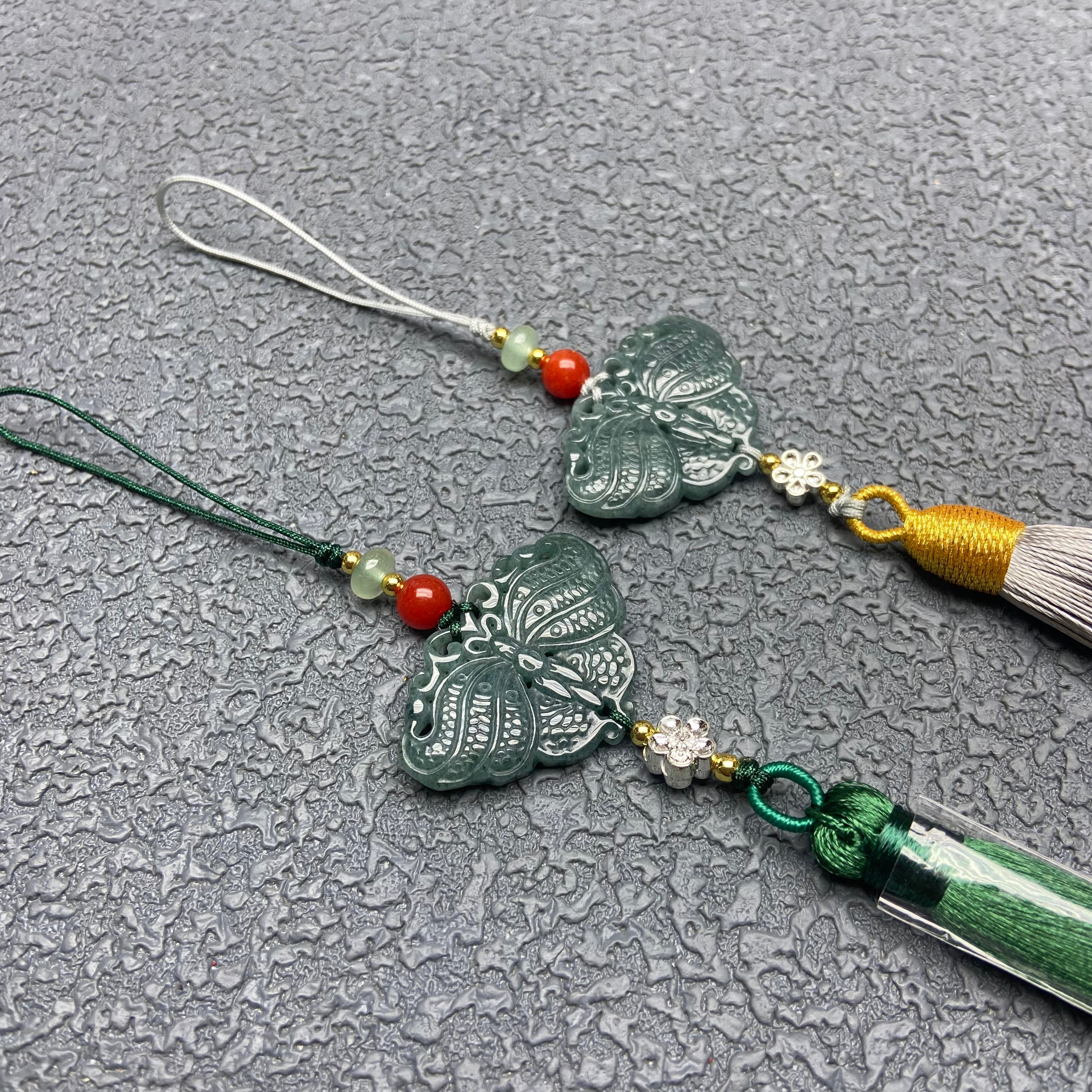 Burma Jade Butterfly with Tassel · Fluttering
