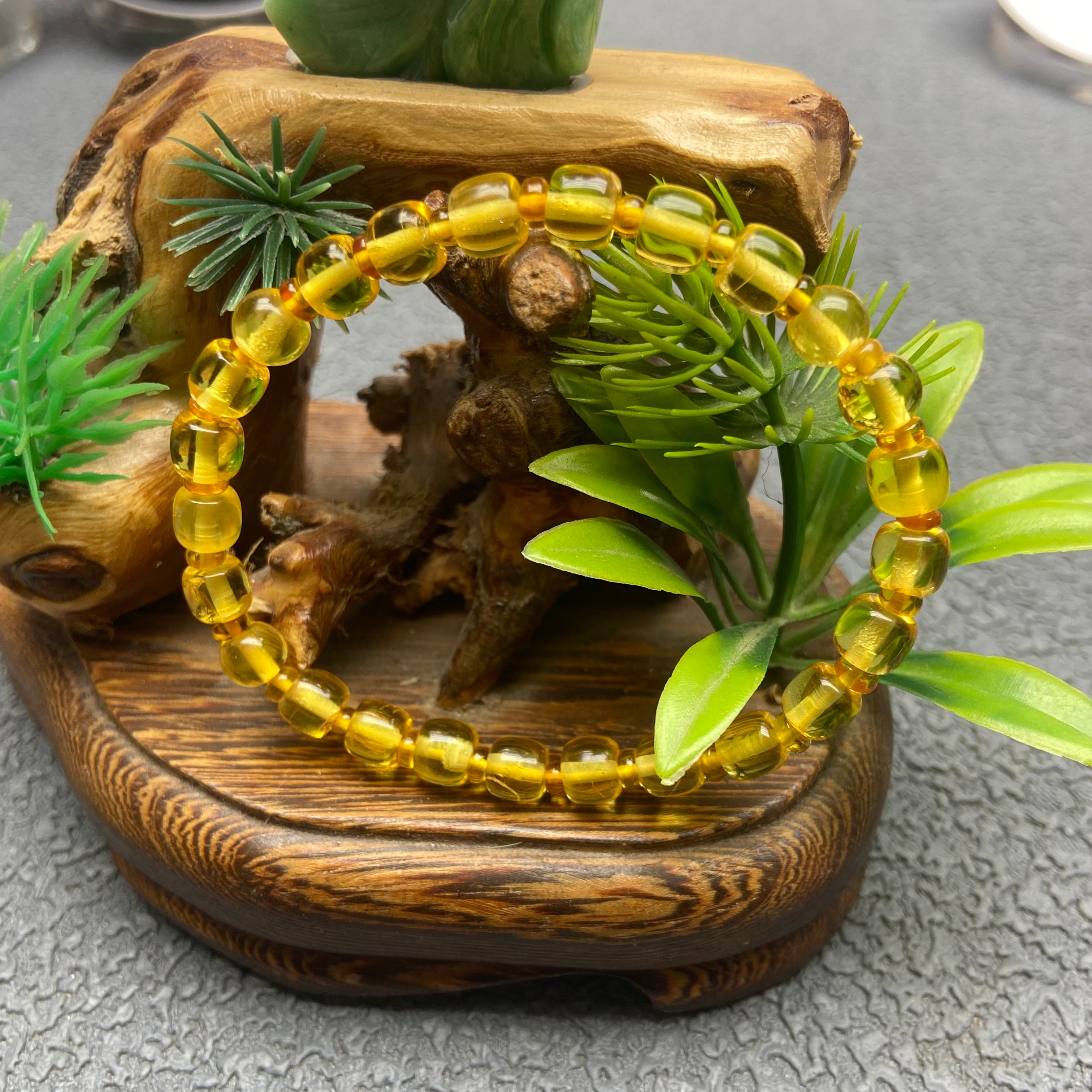 Natural Amber Bracelet: Barrel Beads & Millet Beads for Unique Style