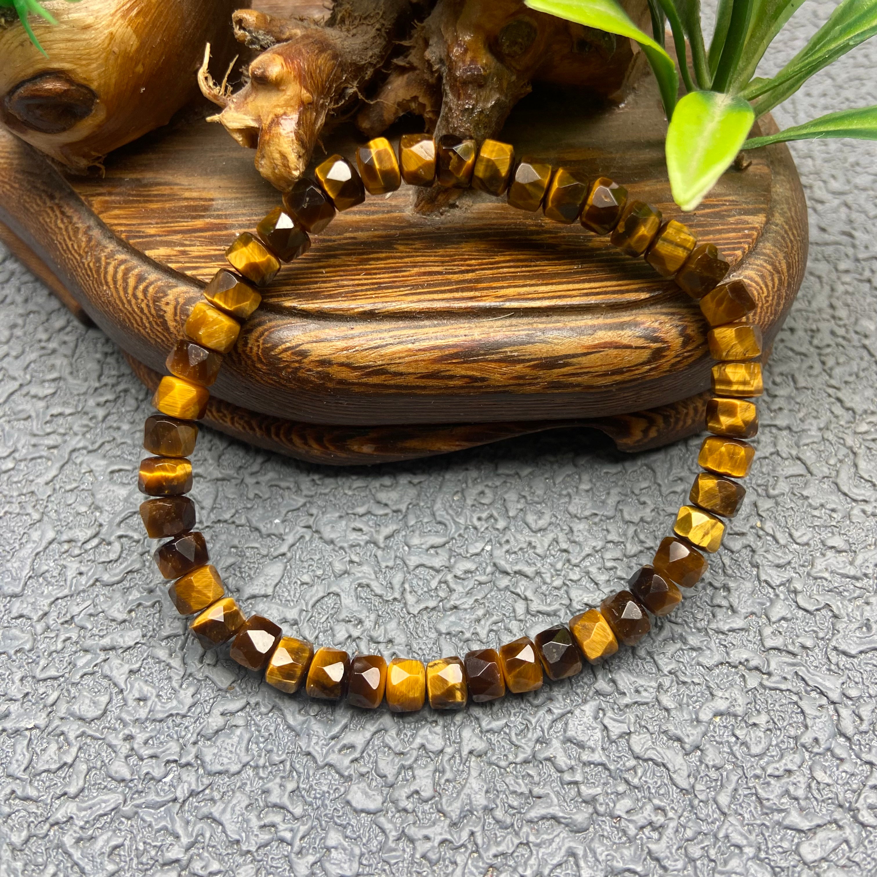 Tiger Eye Bracelet with Diamond-Cut Facets | Natural Gemstone | Strength & Confidence | Unisex