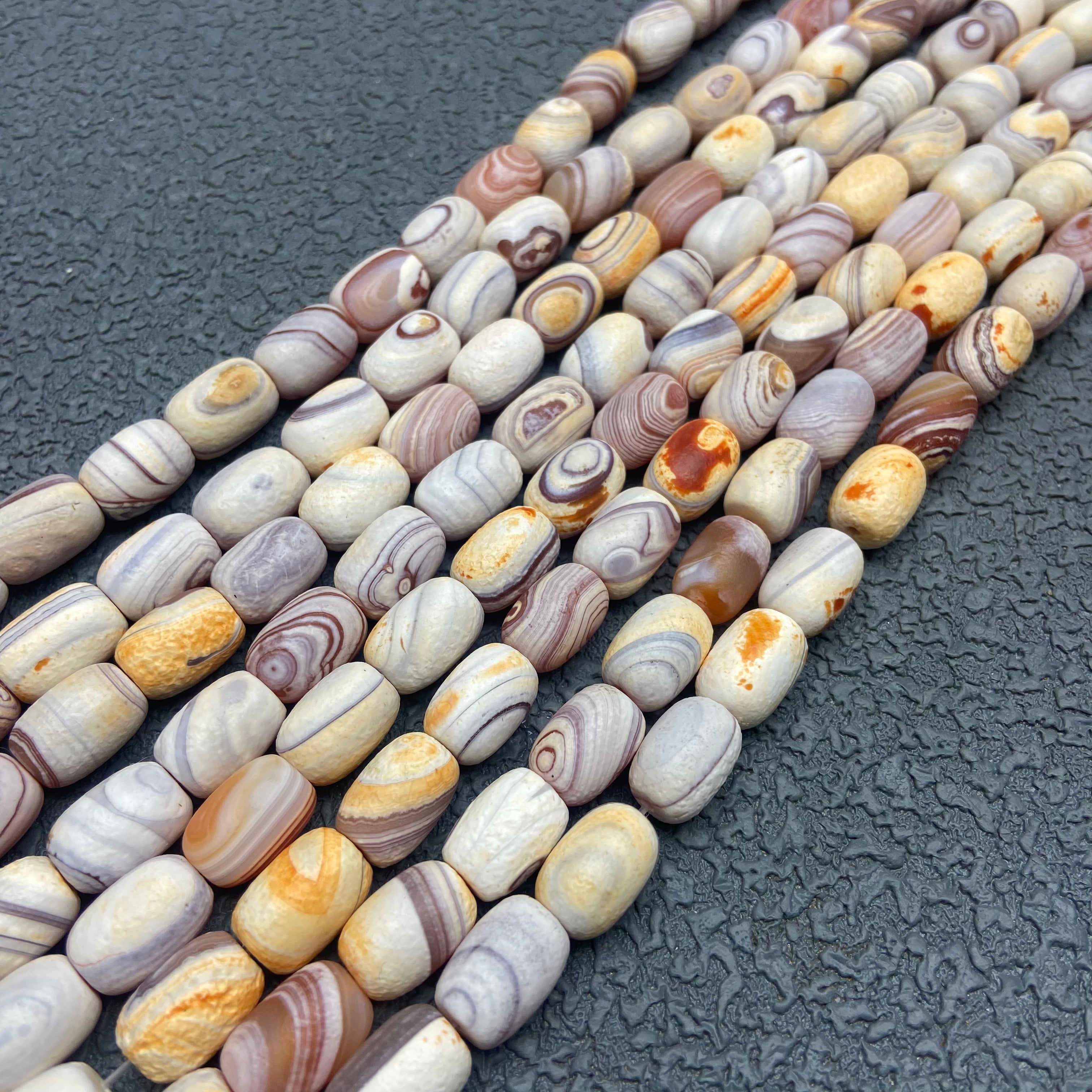 Medicine Buddha Agate Barrel Bead Blanks | DIY Necklace & Bracelet Parts | Natural Gemstone Craft Supplies