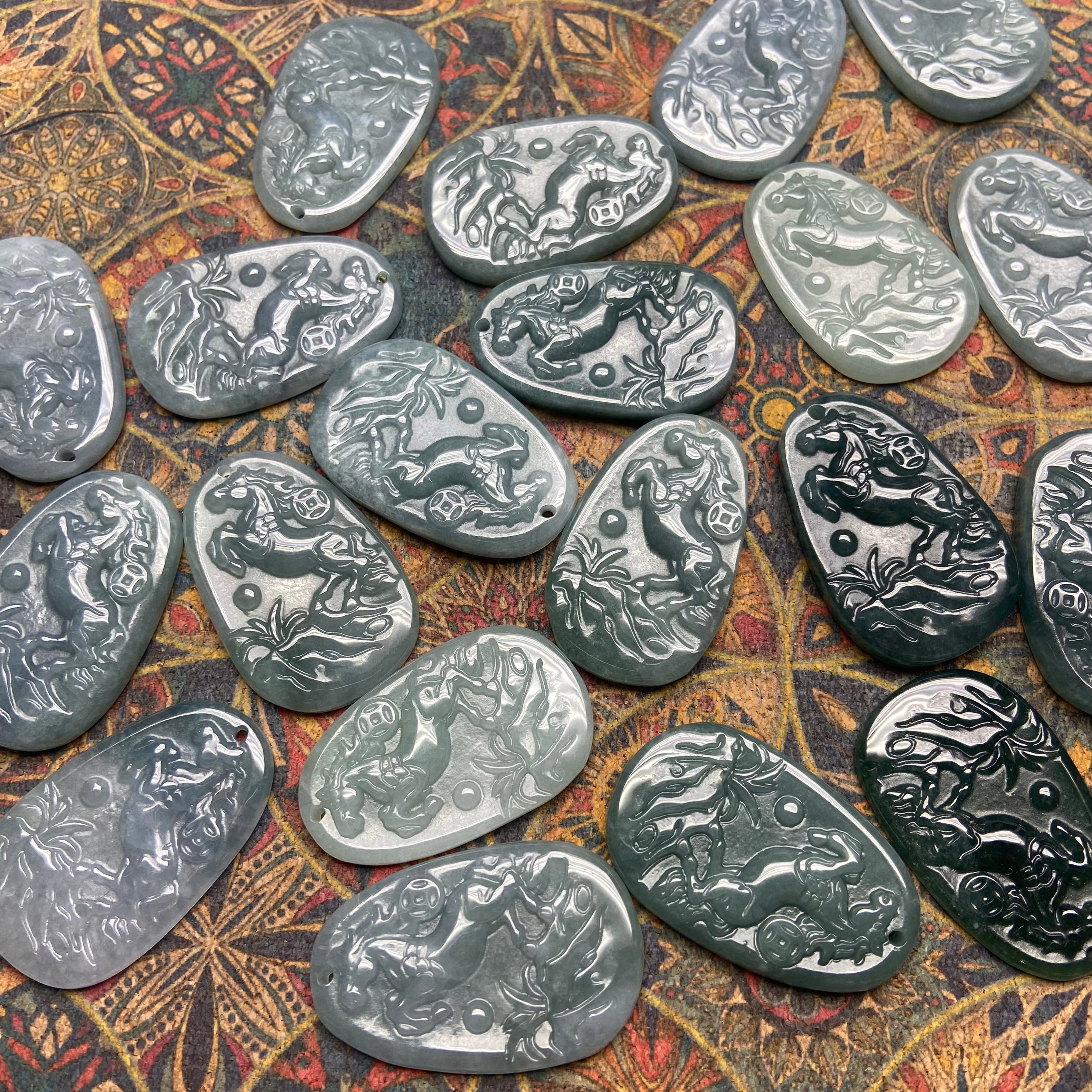 Natural Jade Horse Pendant Hand - Carved Luck - Bringing Chinese Zodiac Jadeite Charm