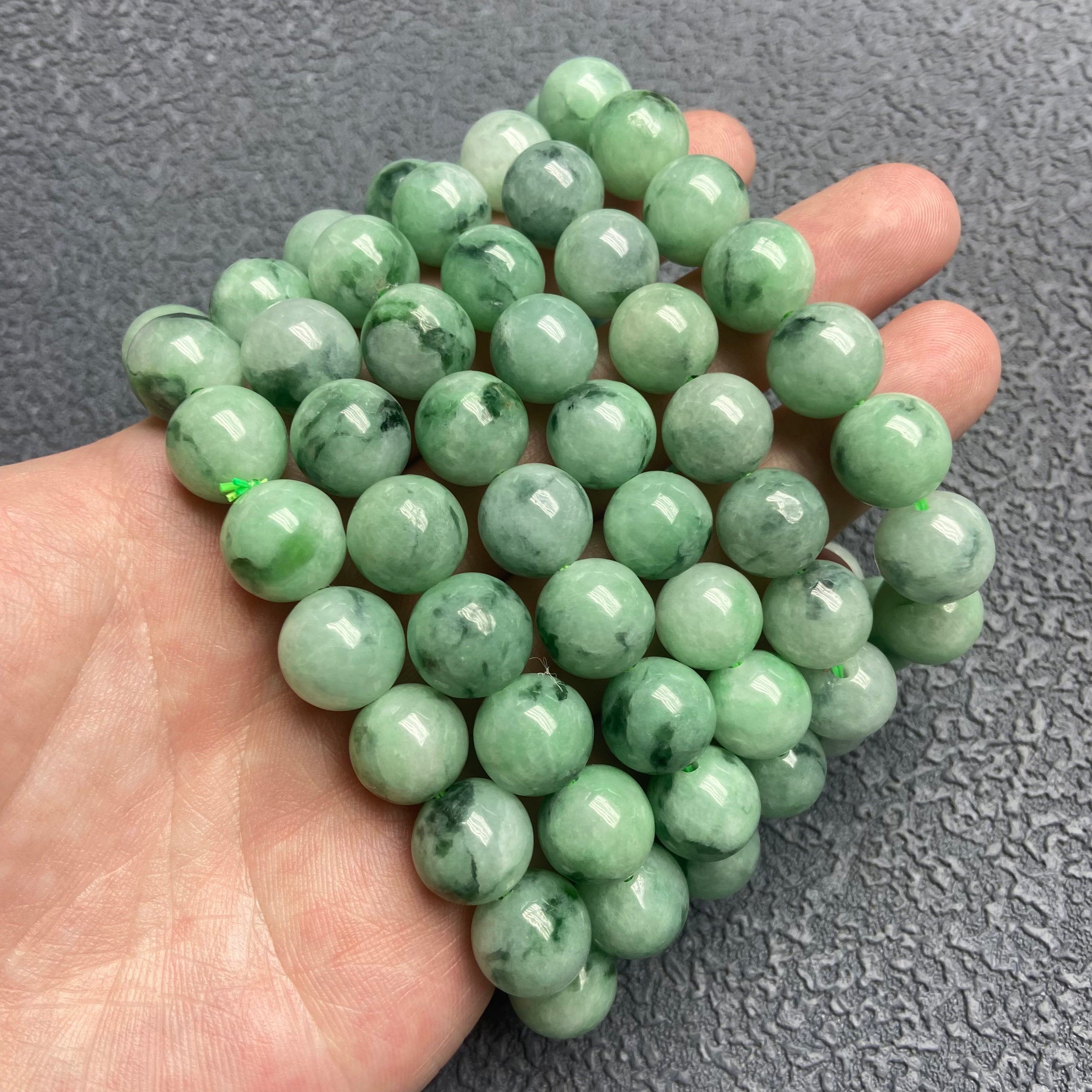 Burma Jade Bracelet 12mm - Natural Authentic Jadeite Bead Jewelry