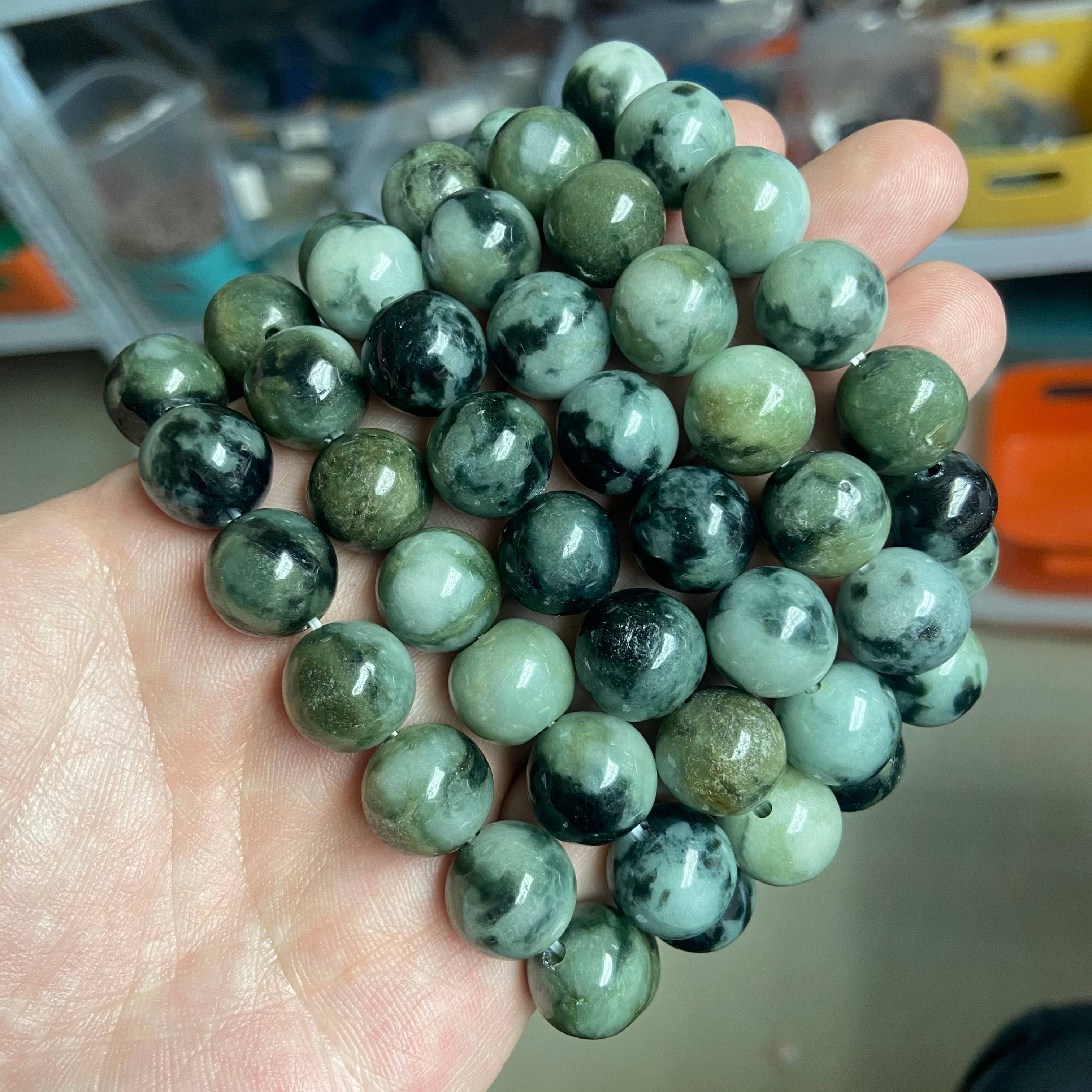 Dark Green Myanmar Jadeite Bracelet - Authentic Deep Tone Jade Gemstone Jewelry