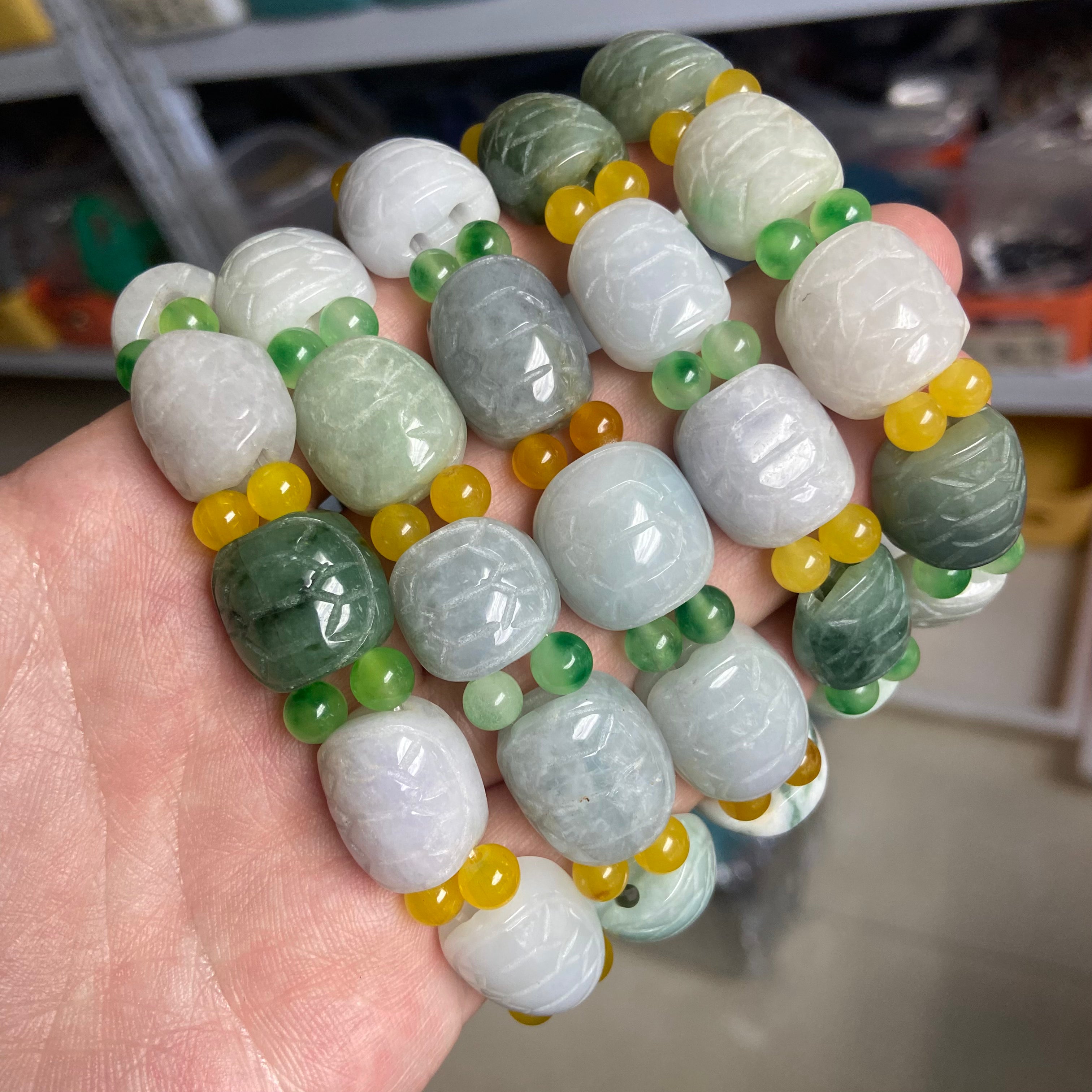 Jade Turtle Back Bracelet - Natural Burmese Jade Hand Carved Lucky Jewelry for Women Men