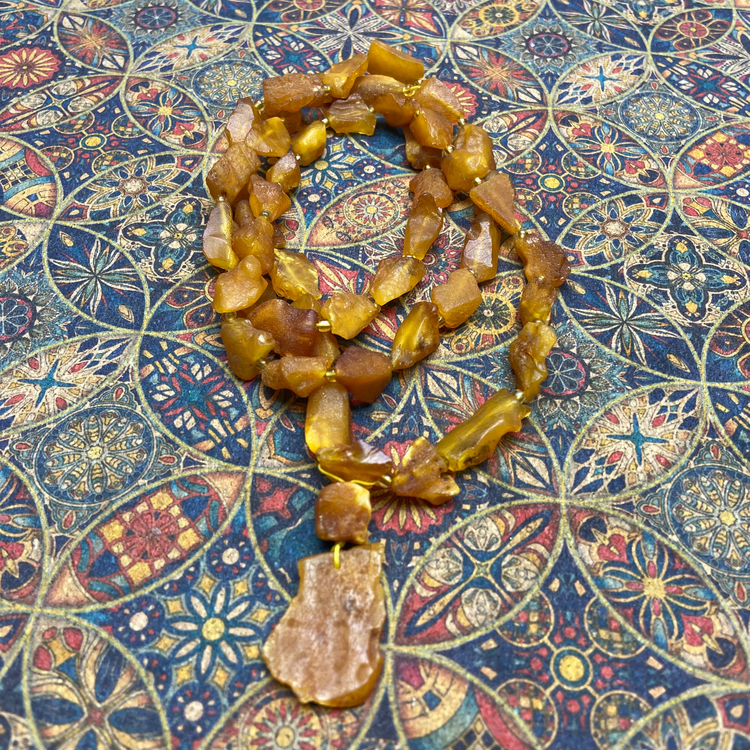 Authentic Raw Amber Necklace | Unpolished Amber Stone Pendant Handcrafted Jewelry Gift