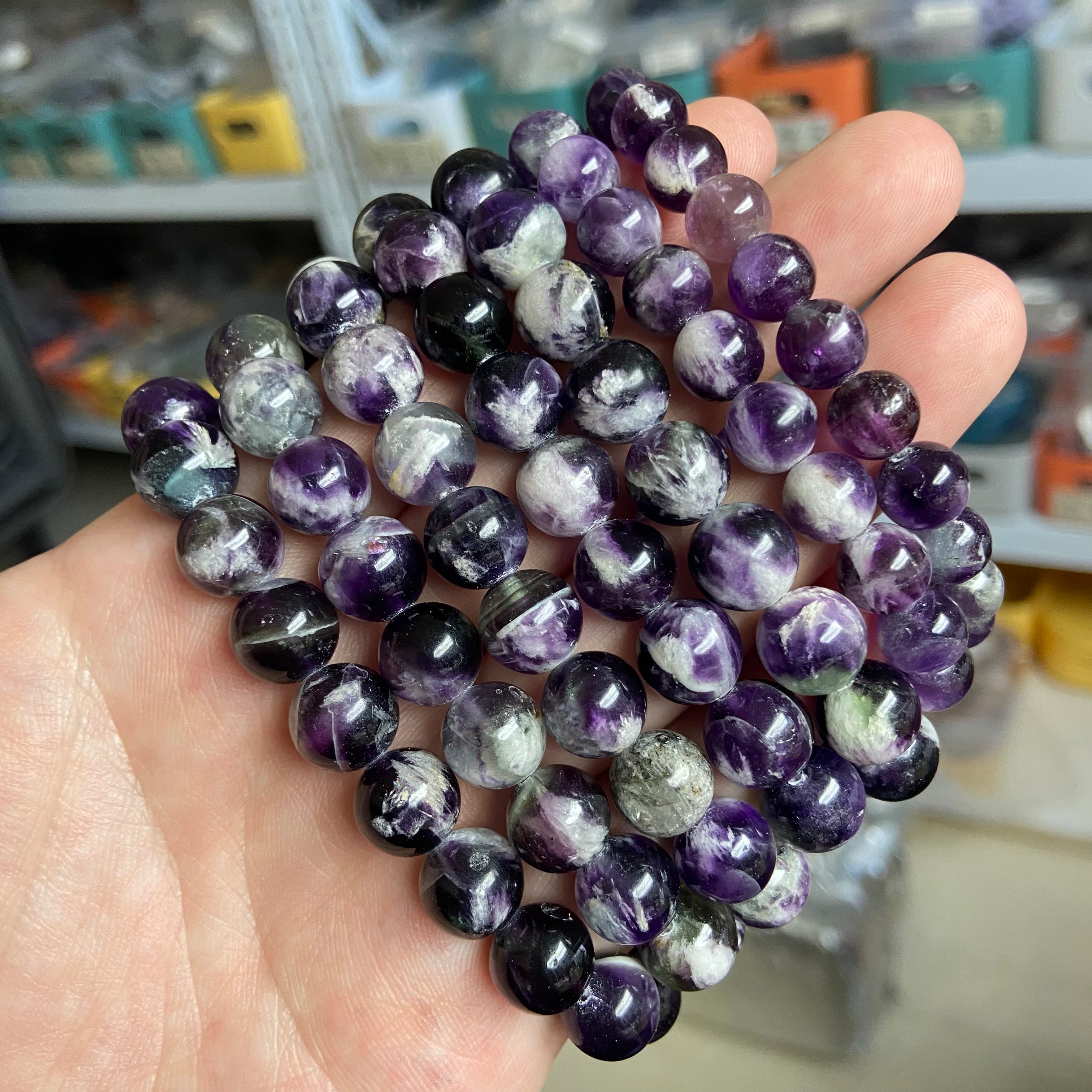 Purple Silk Fluorite Bracelet - Natural Gemstone Beaded Jewelry for Women