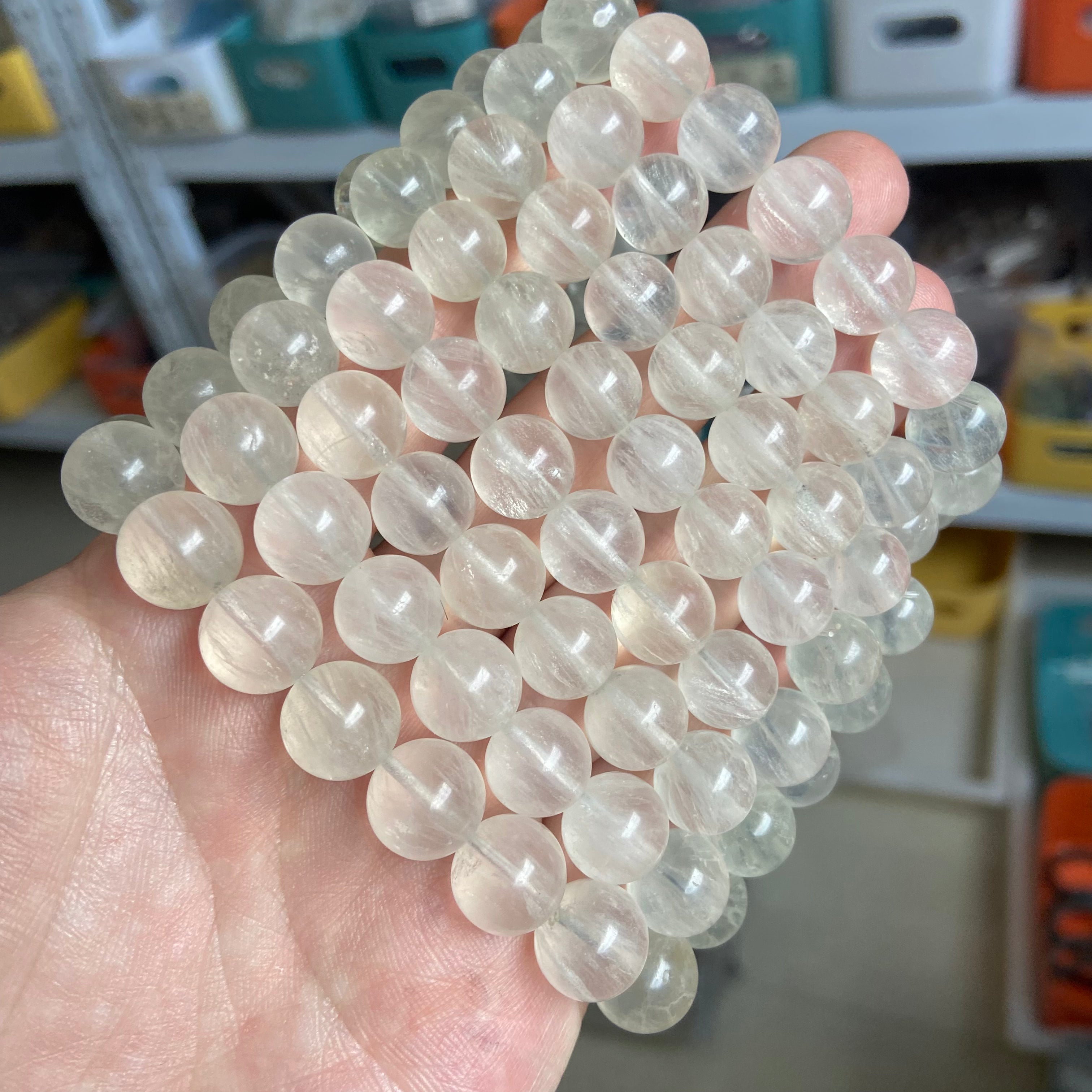 White Silk Fluorite Bracelet - Natural Gemstone Beaded Jewelry for Women
