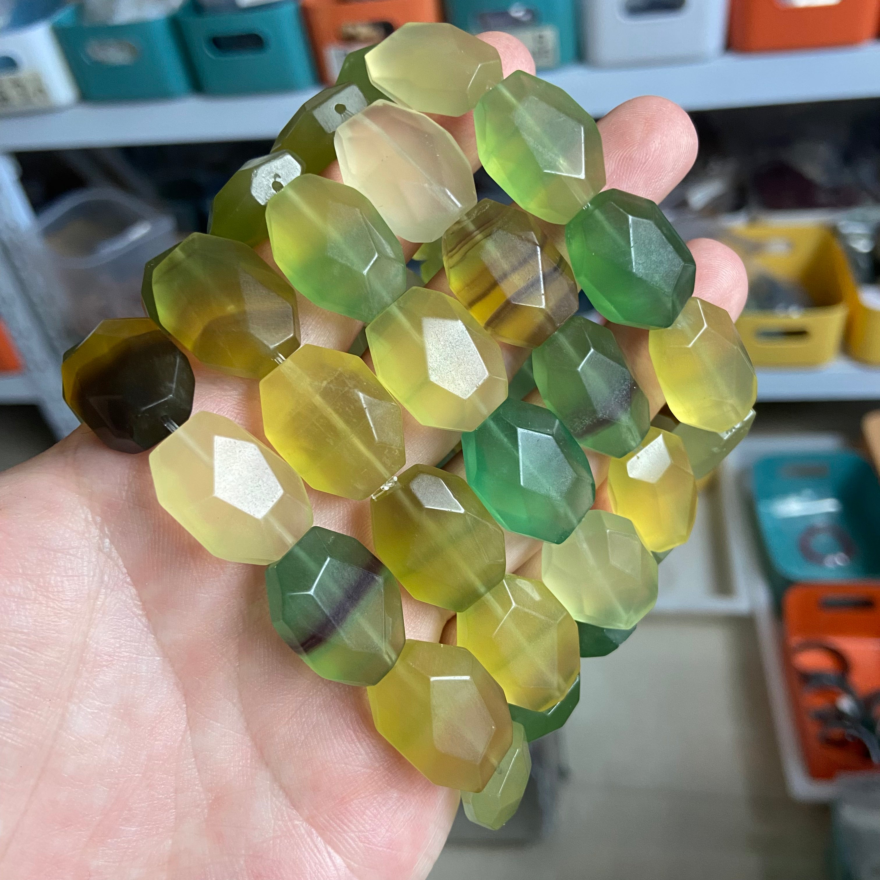 Colorful Fluorite Free-Form Bracelet - Natural Crystal Jewelry for Unique Daily Style
