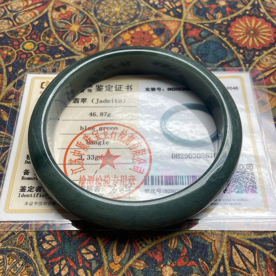 Myanmar Jadeite Bracelet (Blue Water Type) - 100% Authentic with Certification