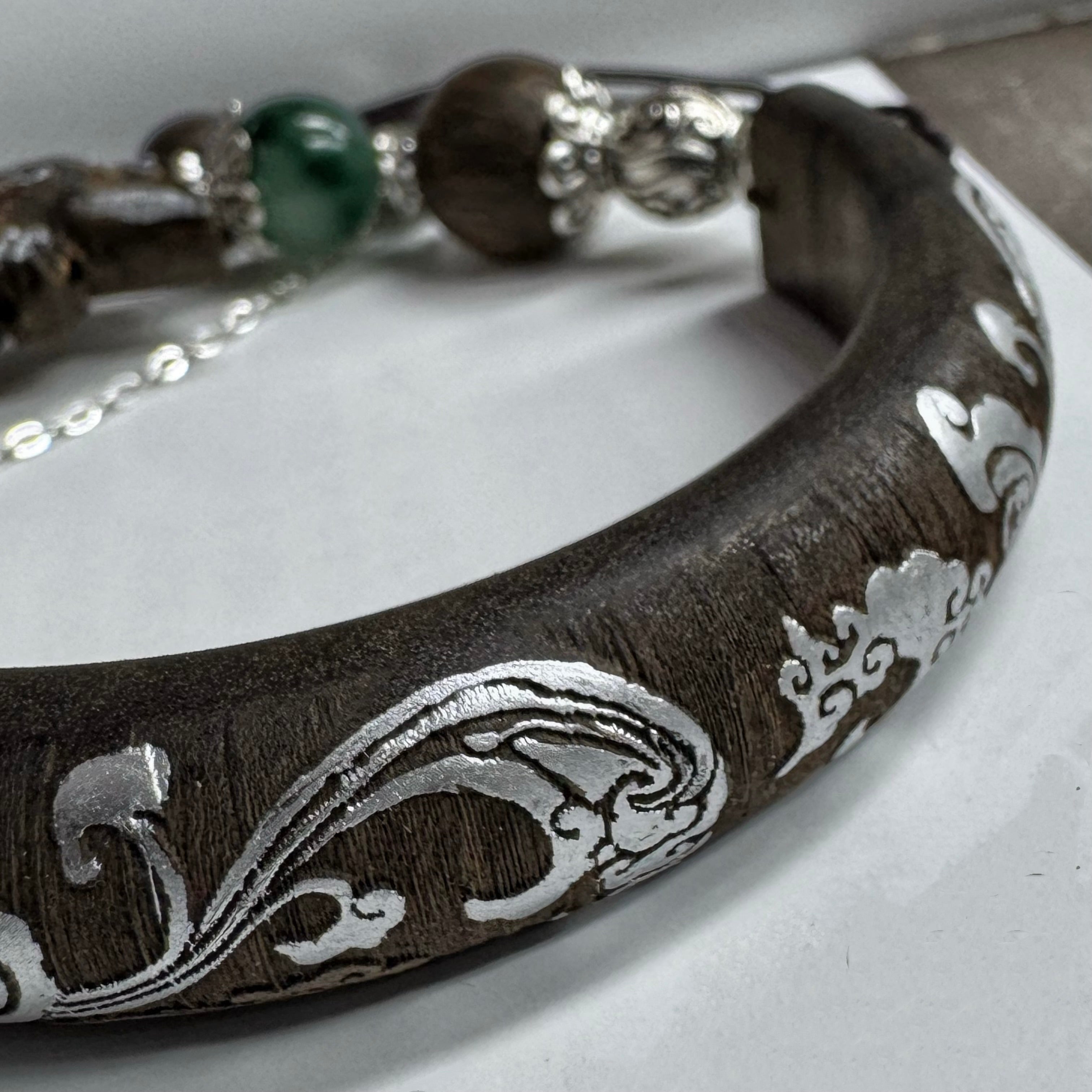 sandalwood 9 tailed fox head bangle bracelet
