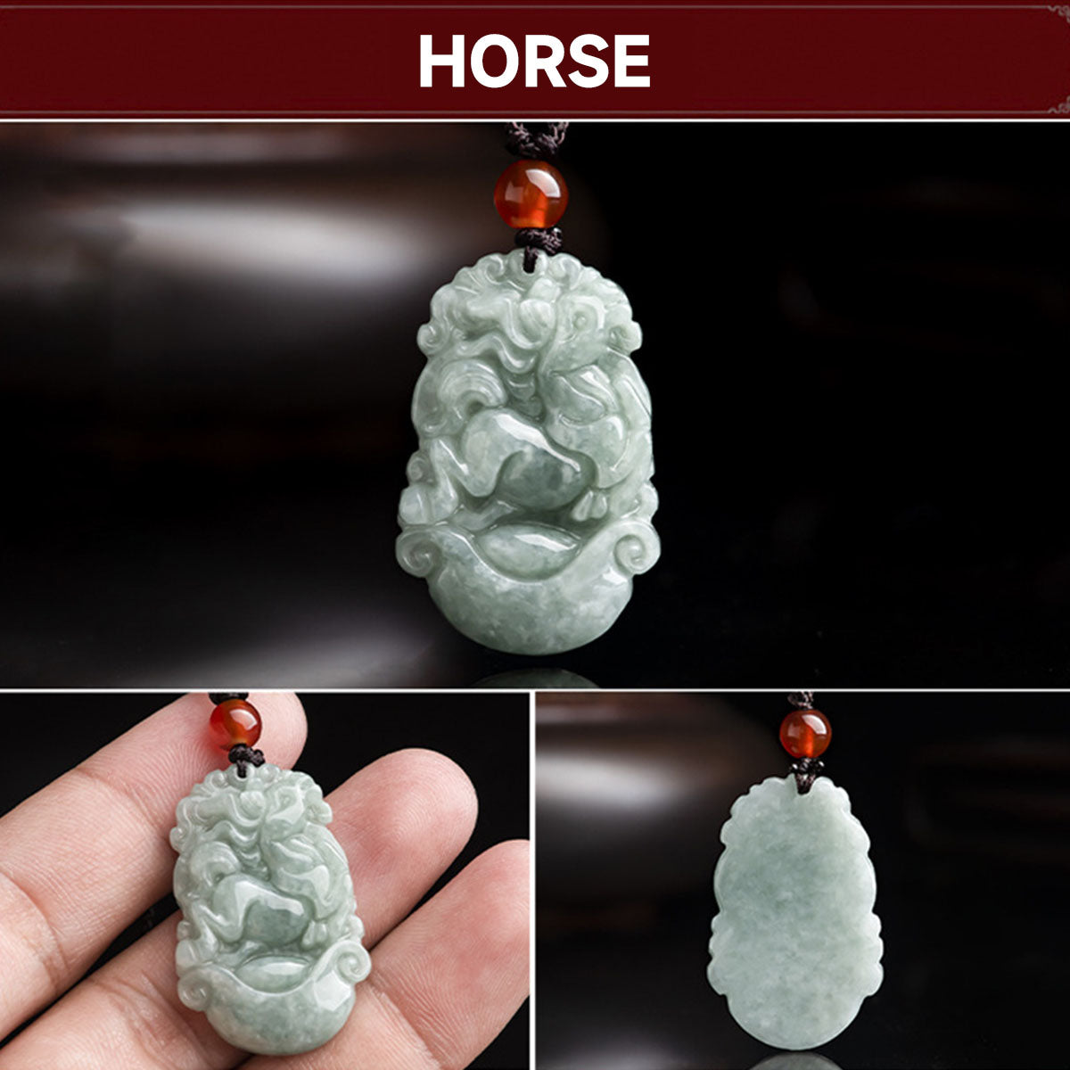 Chinese Zodiac Jade Pendant - 12 Animal Signs, Unisex Style, Natural Jade Jewelry for Daily Wear